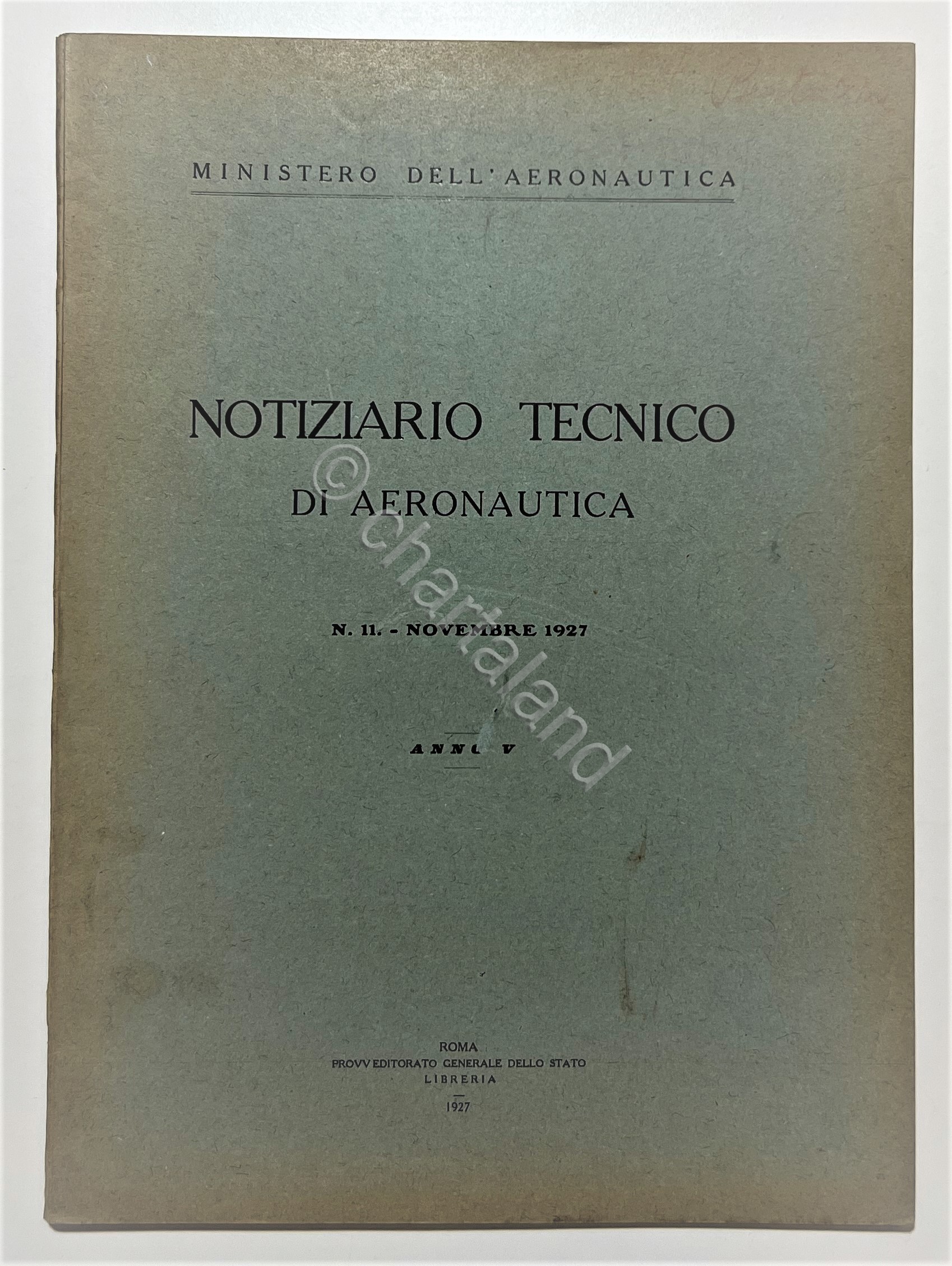 Ministero dell'Aeronautica - Notiziario Tecnico Aeronautica N. 11 Novembre 1927