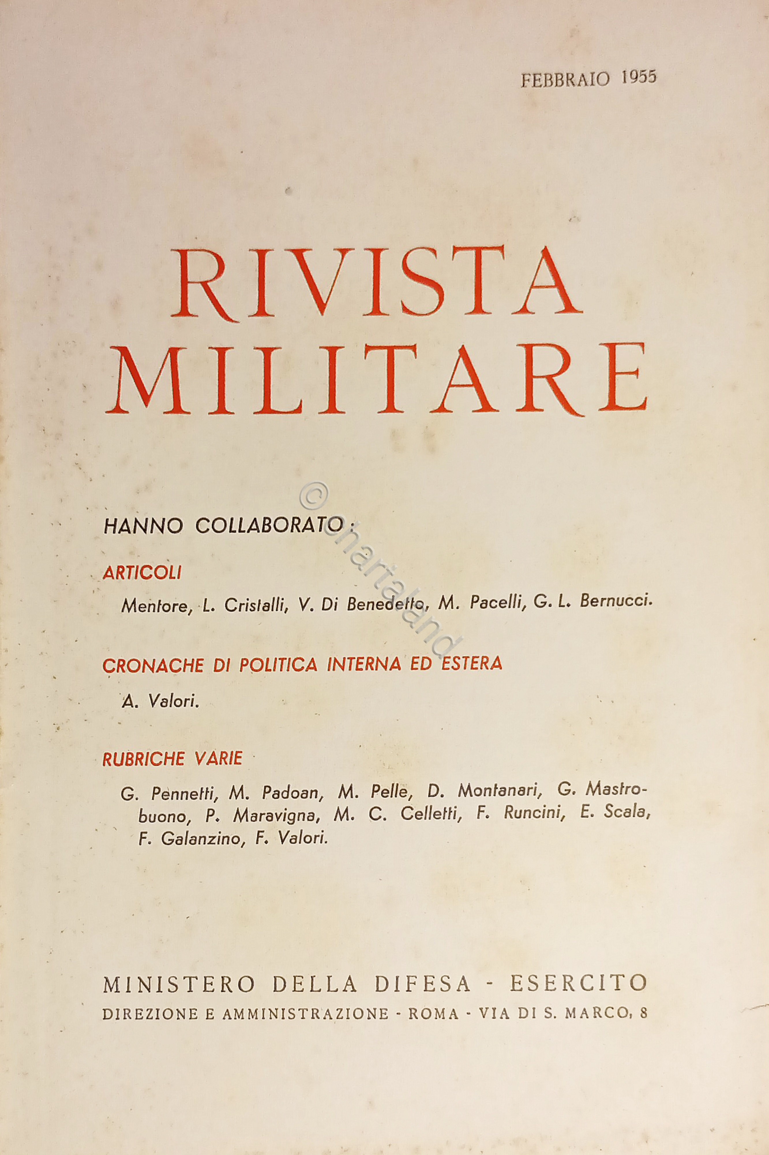 Ministero della Difesa - Esercito - Rivista Militare - Febbraio …