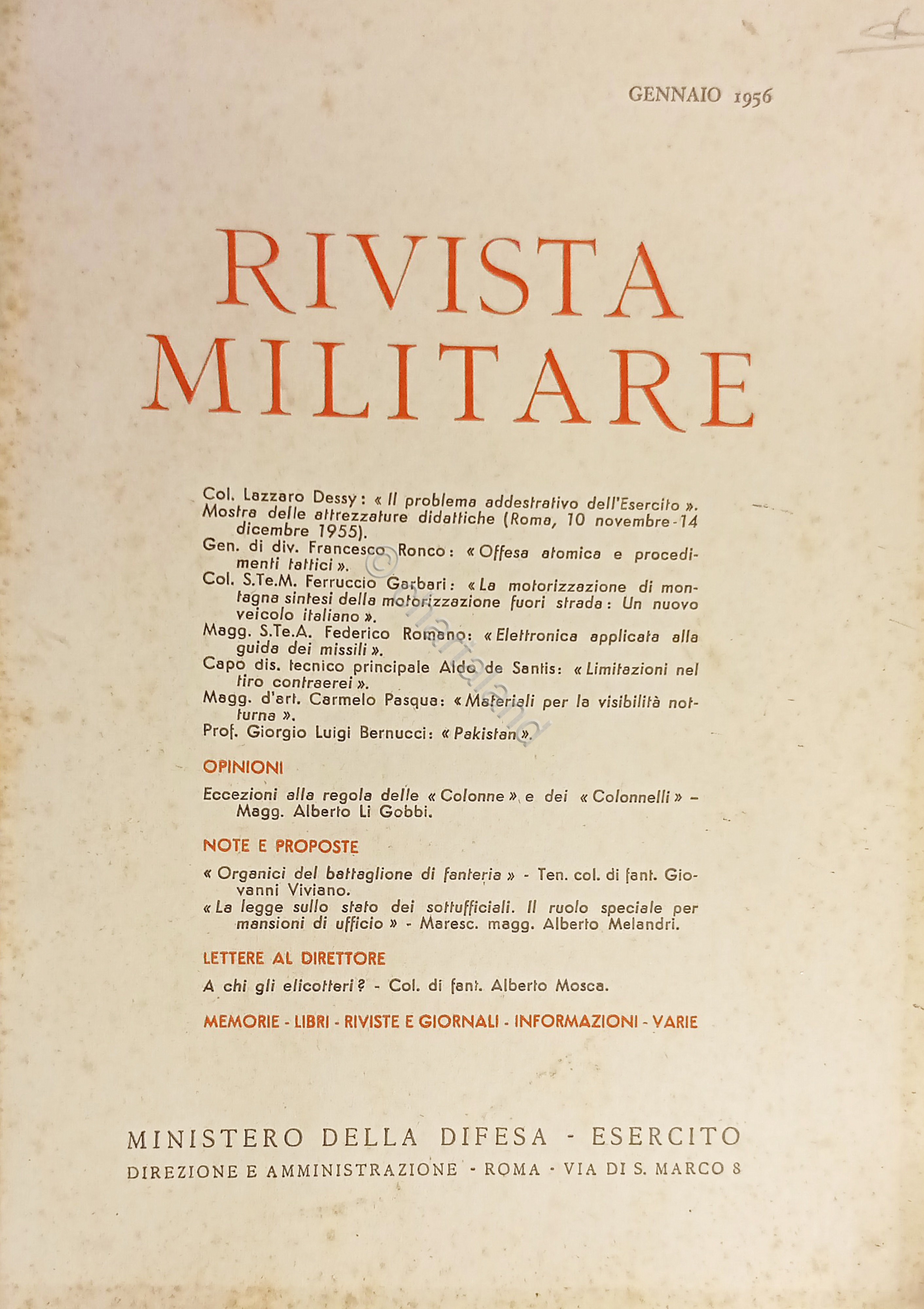 Ministero della Difesa - Esercito - Rivista Militare - Gennaio …