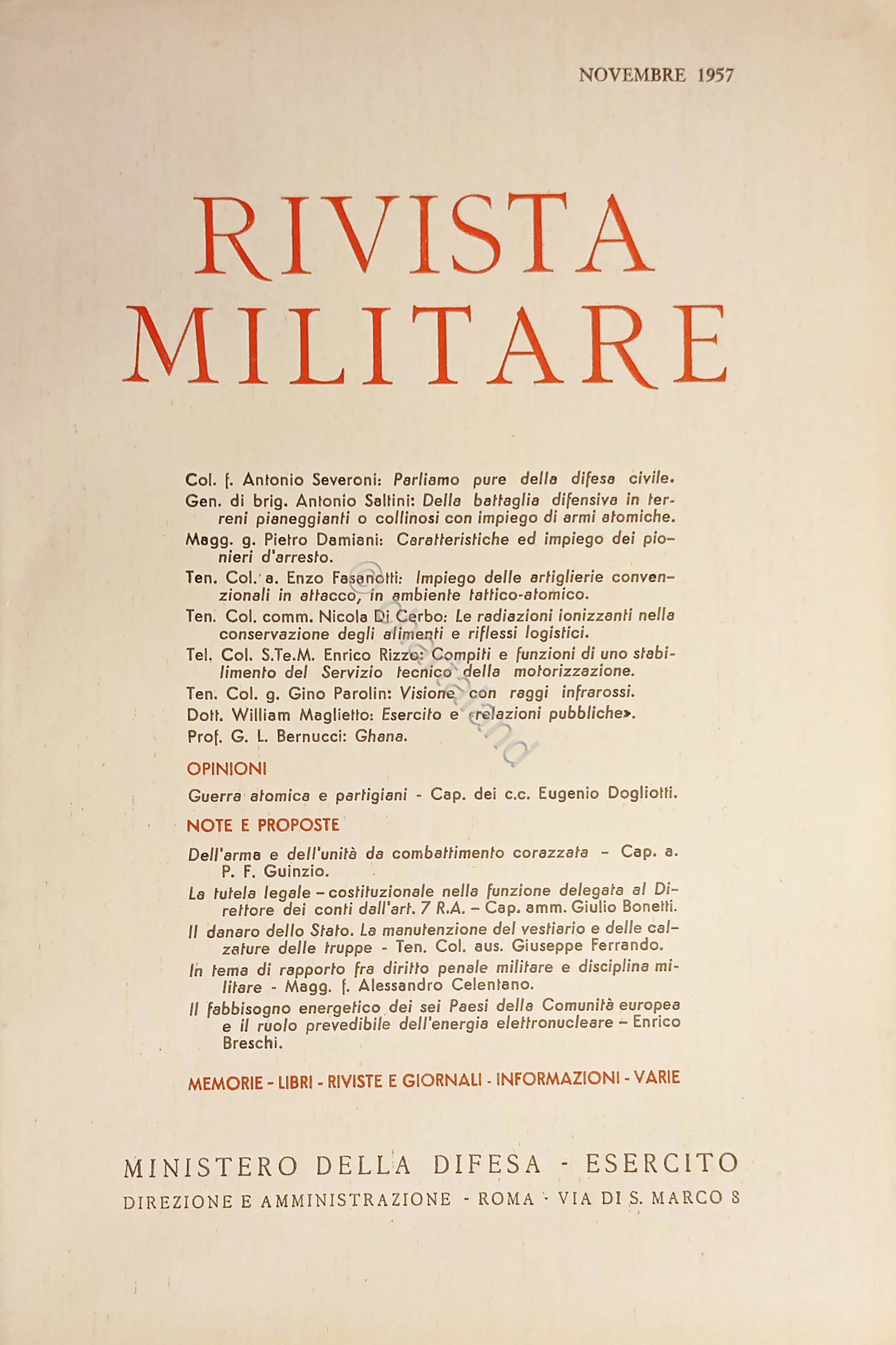 Ministero della Difesa - Esercito - Rivista Militare - Novembre …