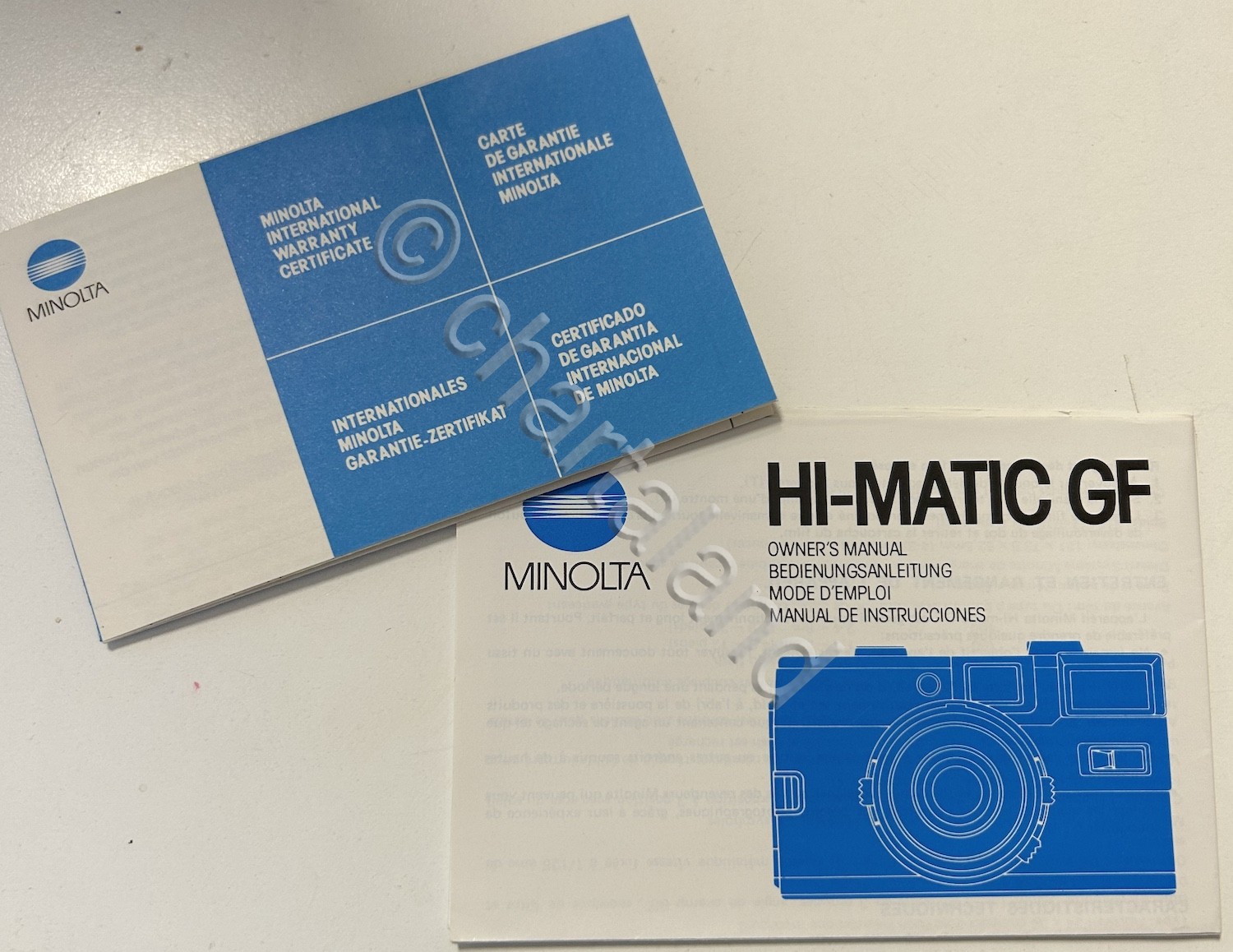 Minolta Hi-Matic GF - Manuale istruzioni e garanzia - 1985 …