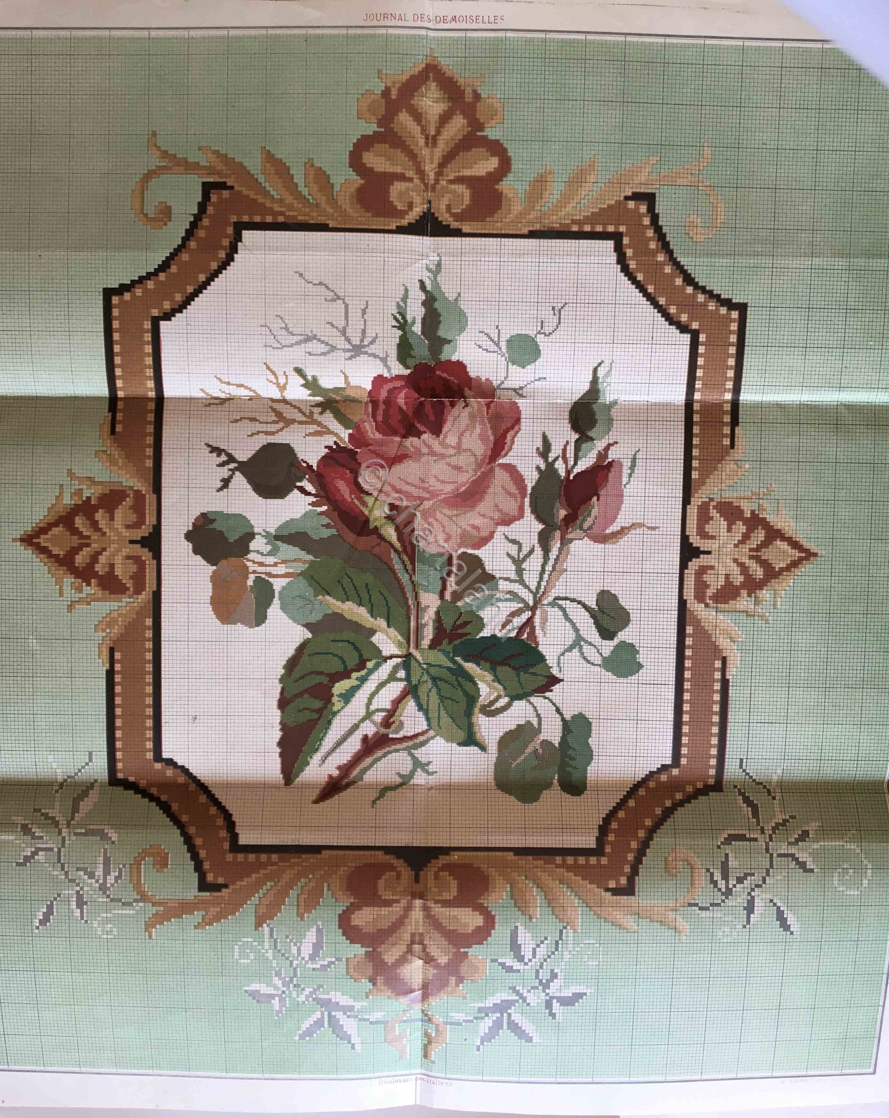 Moda - Ricamo floreale - Schema punto croce - cm. …