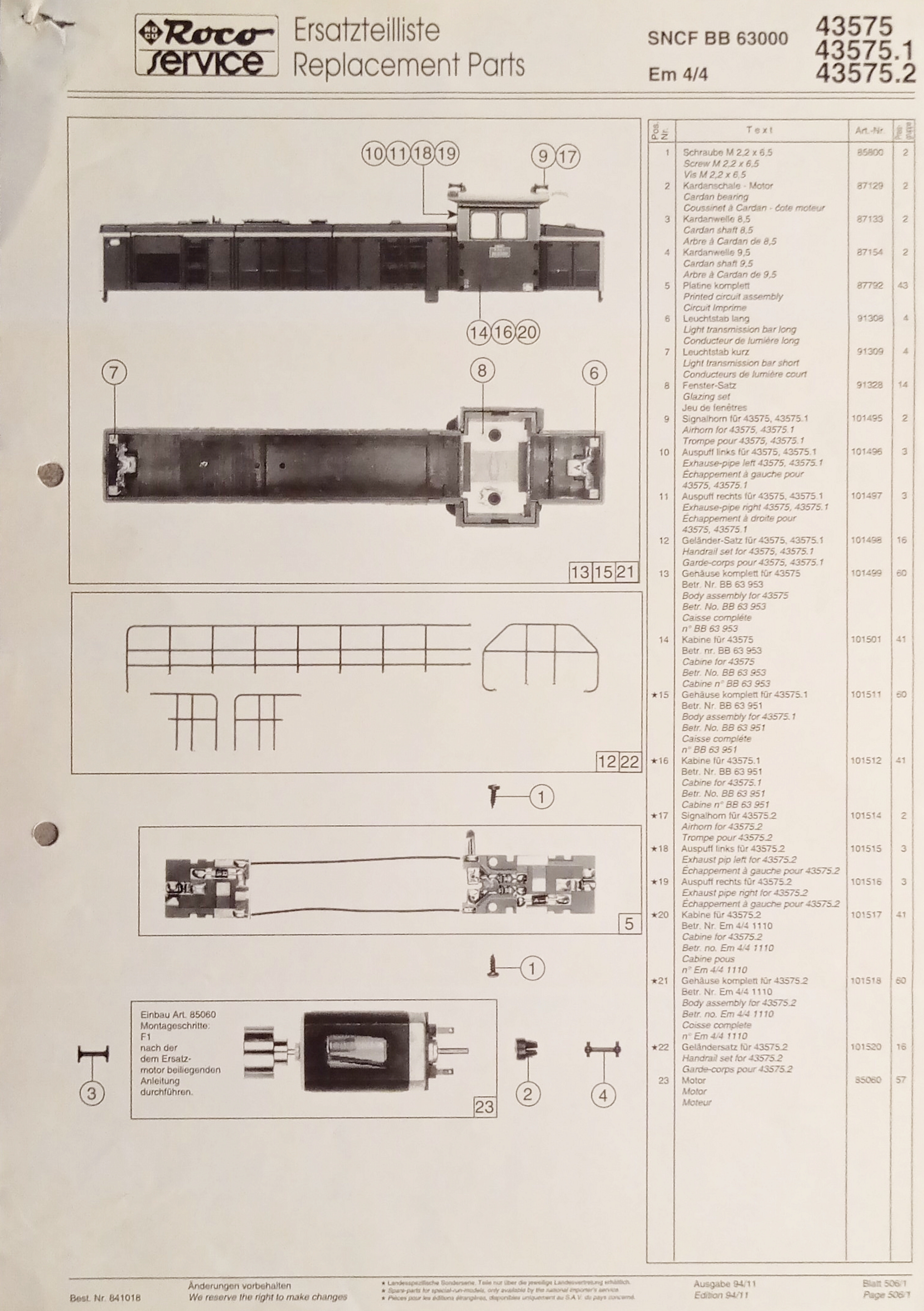 Modellismo Ferroviario - Roco Service - Em 4/4 - 43575, …
