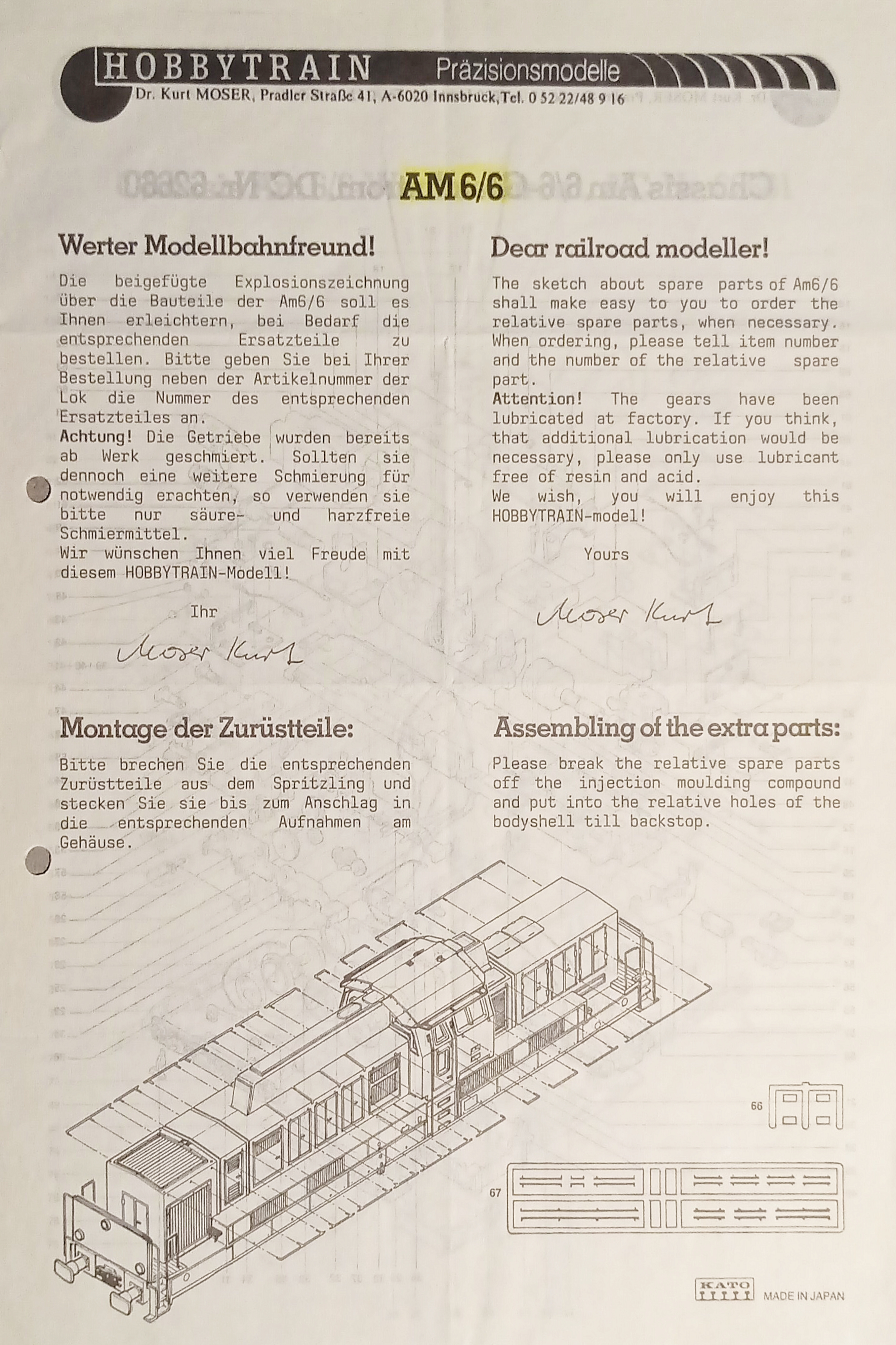 Modellismo Ferroviario Hobbytrain Präzisionsmodelle - Istruzione - AM 6/6
