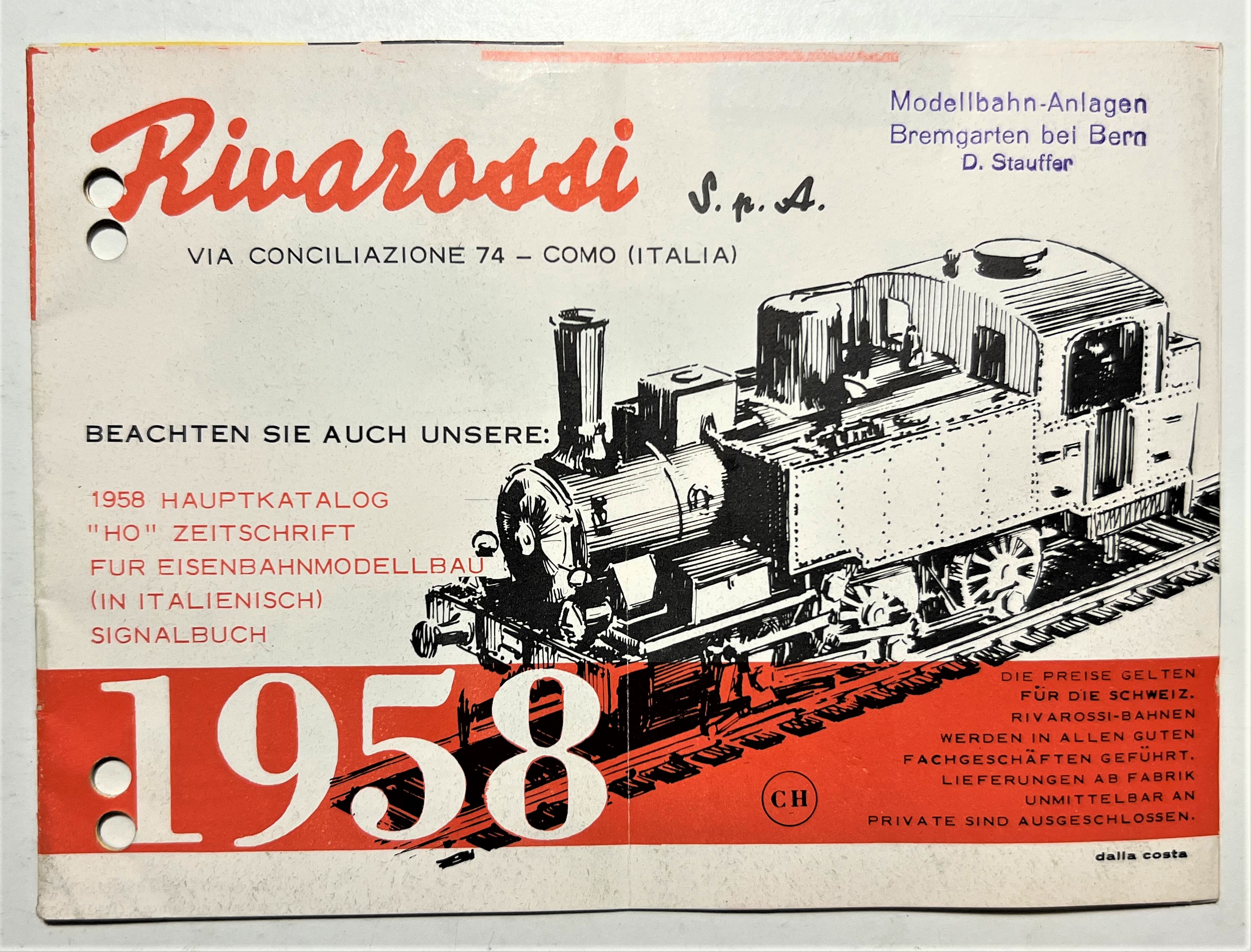 Modellismo Ferroviario Rivarossi - Catalogo 1958