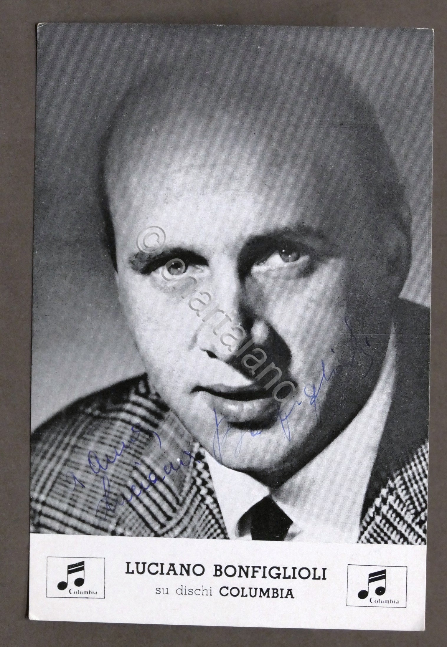 Musica - Autografo cantante Luciano Bonfiglioli su cartolina Columbia - …