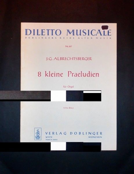 Musica Spartiti - Albrechtsberger - 8 kleine praeludien fur ogel …