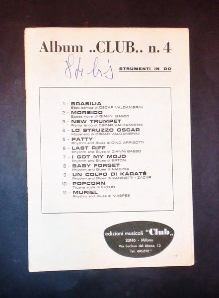 Musica Spartiti - Album..CLUB.. n.4 - 11 brani - Autori …