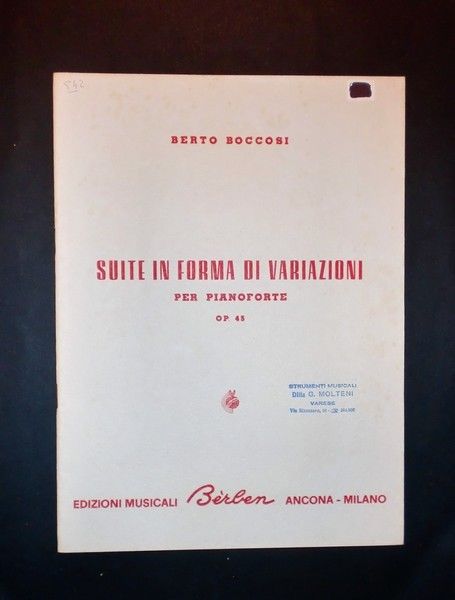 Musica Spartiti - B. Boccosi - Suite in forma di …