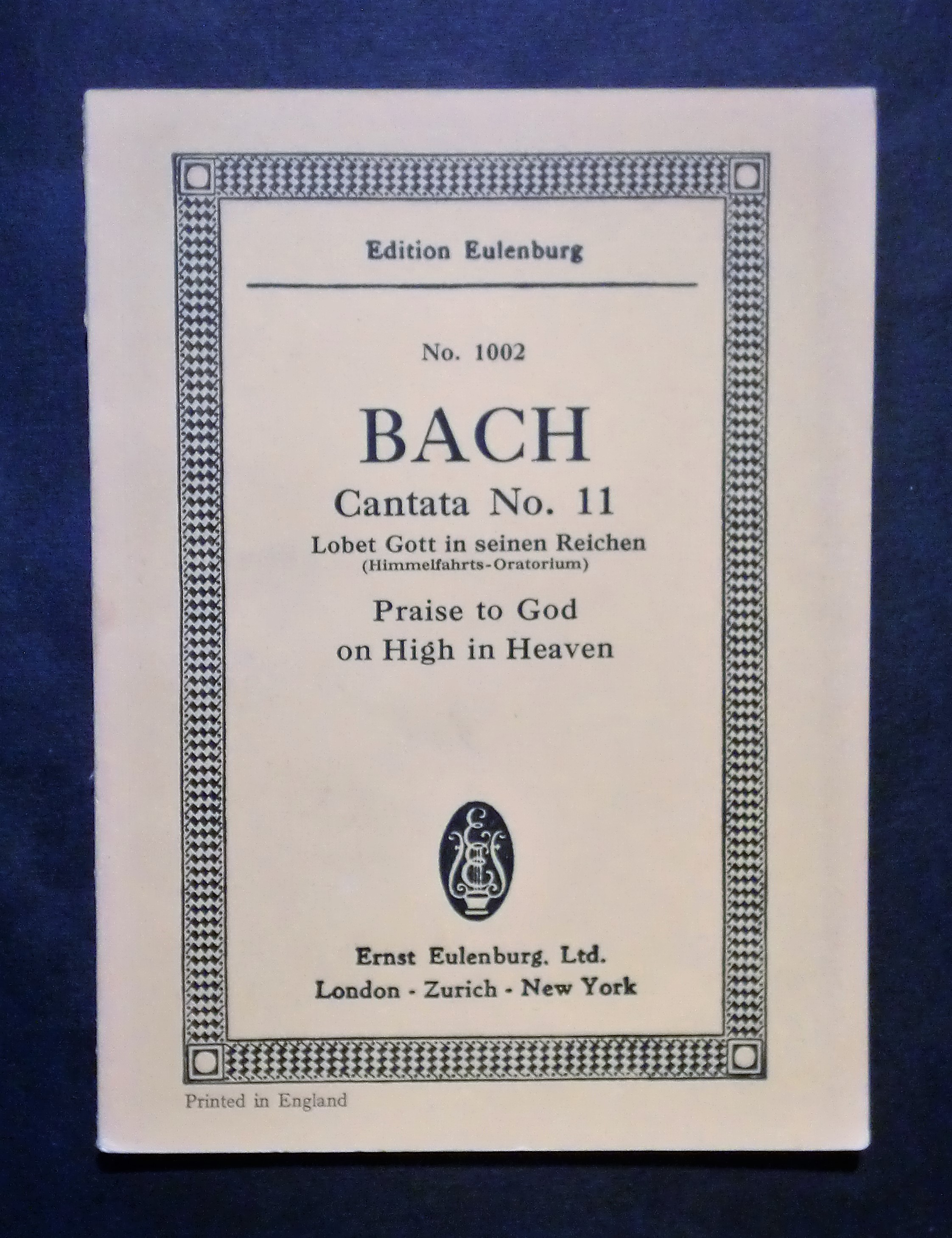 Musica spartiti - Edition Eulenburg No. 1002 - Bach - …