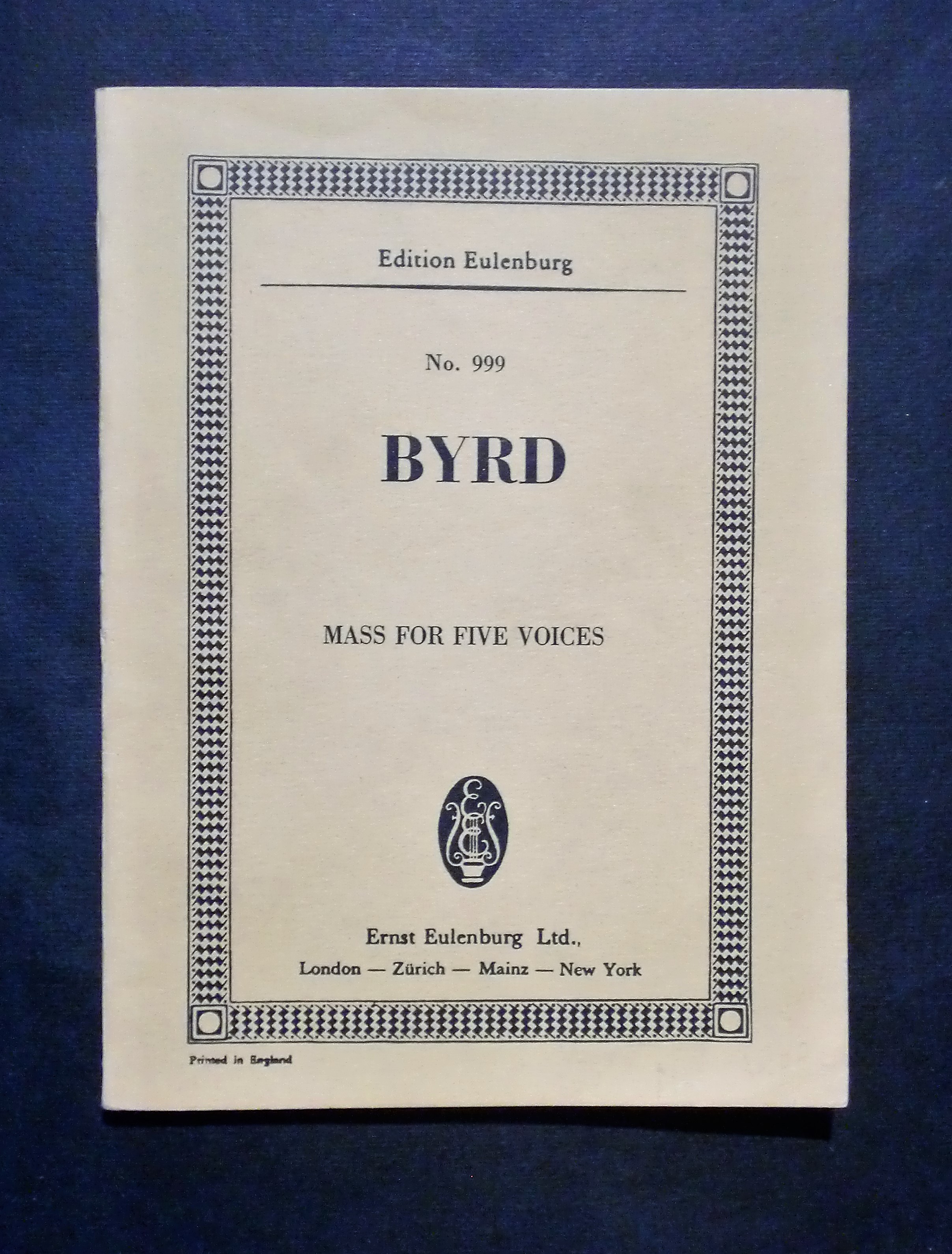 Musica spartiti - Edition Eulenburg No. 999 - Byrd - …