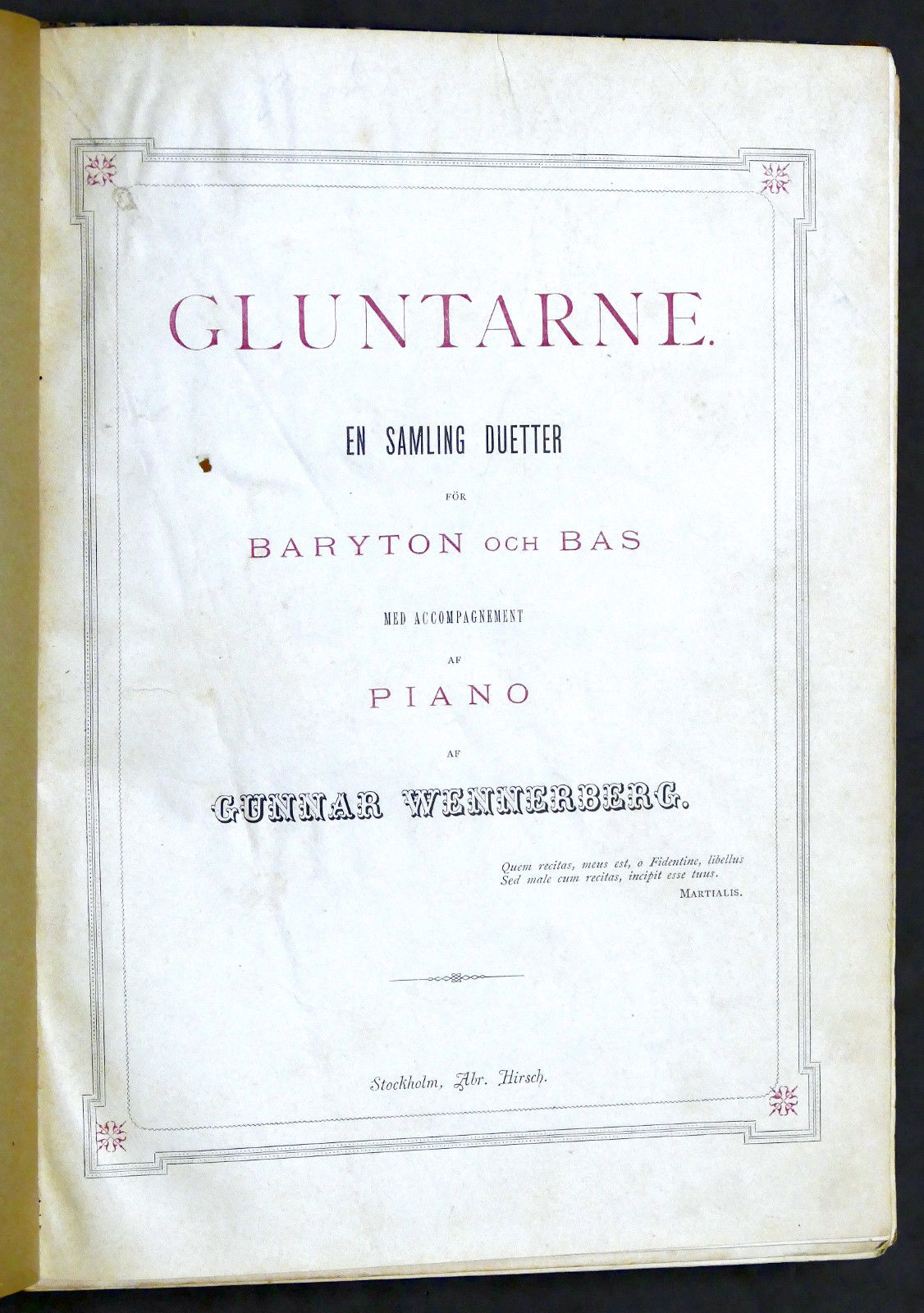 Musica Spartiti - G. Wennerberg - Gluntarne - Canto e …