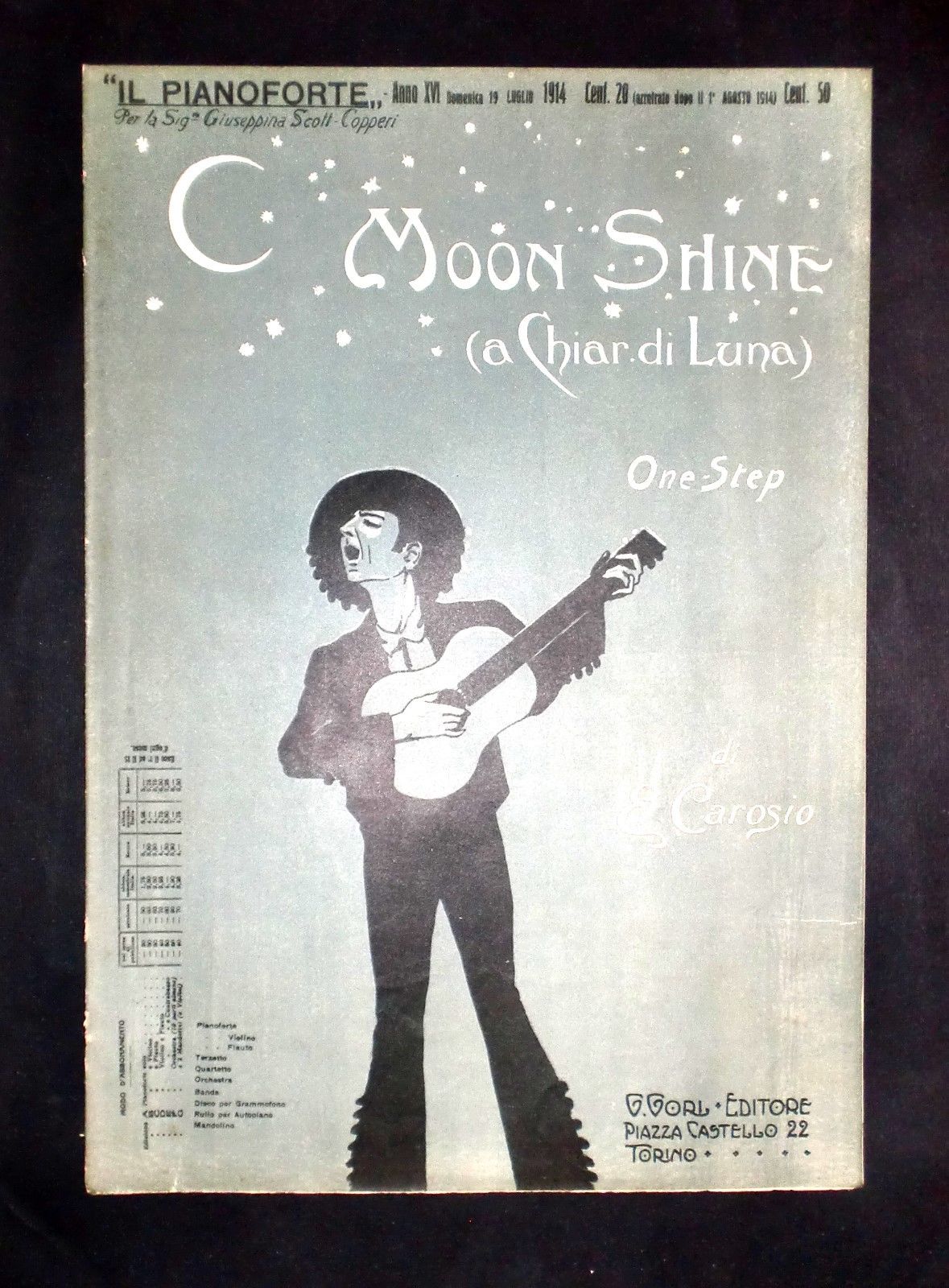Musica Spartiti -"Il pianoforte" - 19 Luglio 1914 - Moon …