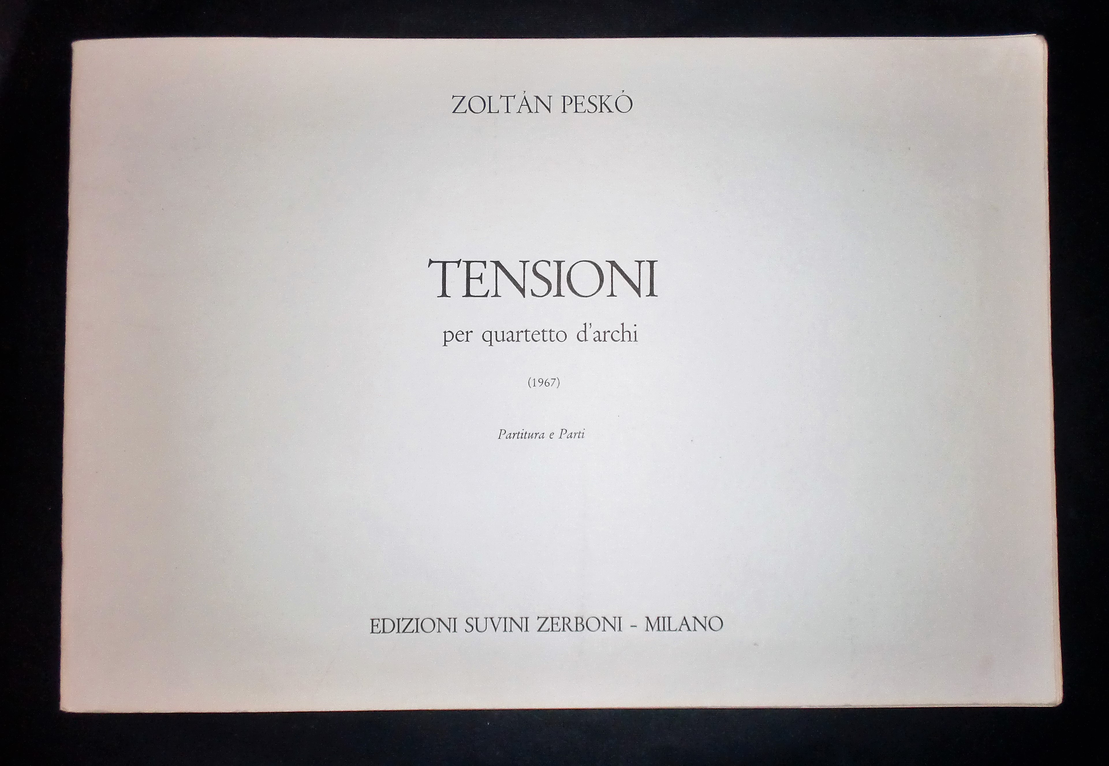 Musica spartiti - Tensioni per quartetto d'archi - Z. Peskò …