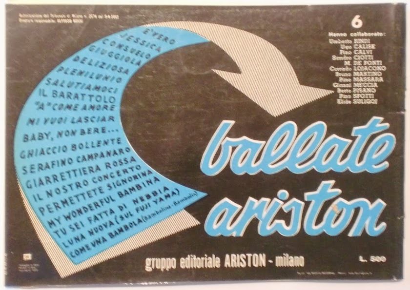 Musica Spartito - Ballate Ariston - Pianoforte - 1960