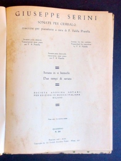 Musica Spartito - Classici Musica Italiana D'Annunzio - Giuseppe Serini …