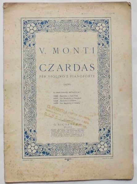 Musica Spartito - Czardas - V. Monti - Per violino …