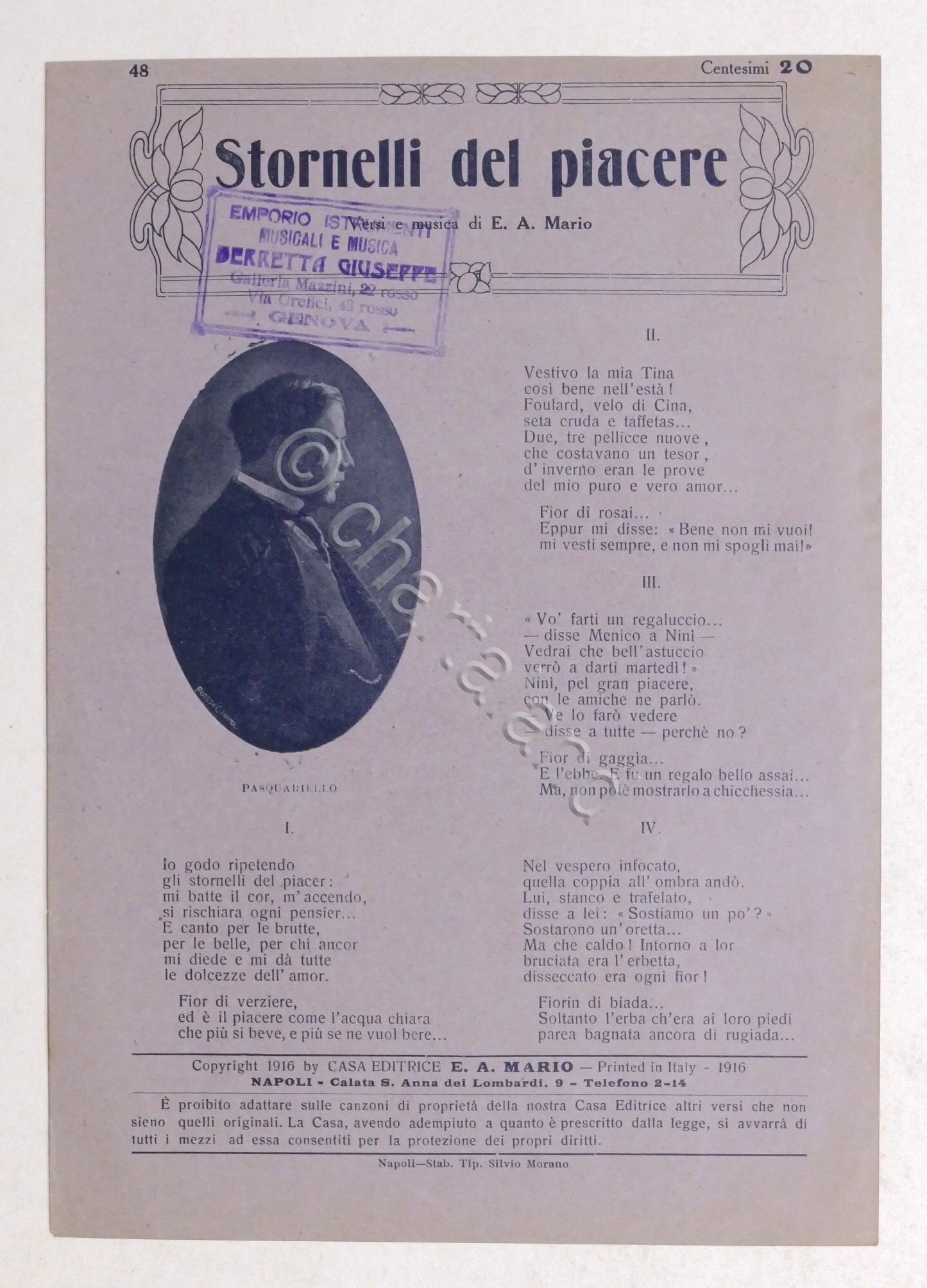 Musica Spartito - E.A. Mario - Stornelli del piacere - …