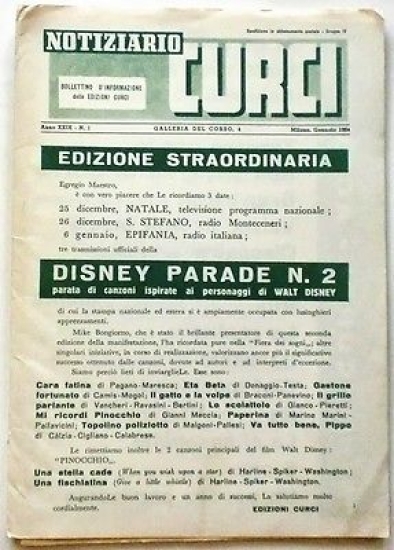 Musica Spartito - Notiziario Curci - Dinsey Parade N.2 - …