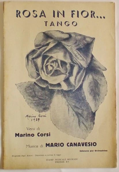 Musica Spartito - Rosa in fior... - Tango - 1937