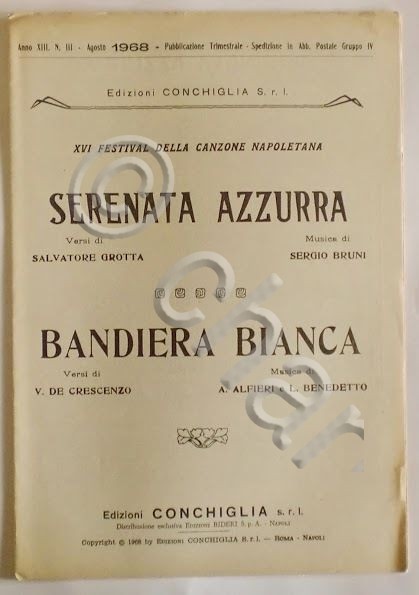 Musica Spartito - Serenata Azzurra - Bandiera Bianca - 1968