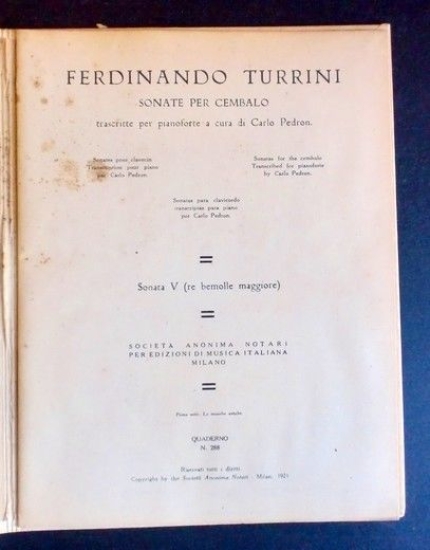 Musica Spartito Classici Musica Italiana D'Annunzio - Ferdinando Turrini 1921