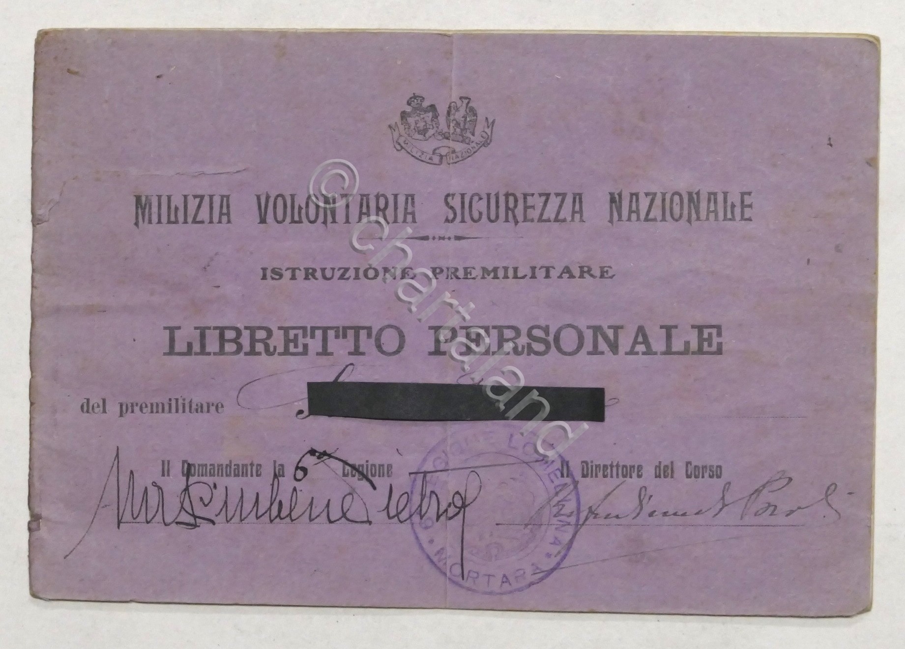 MVSN - Istruzione Premilitare - Libretto personale - anni '20