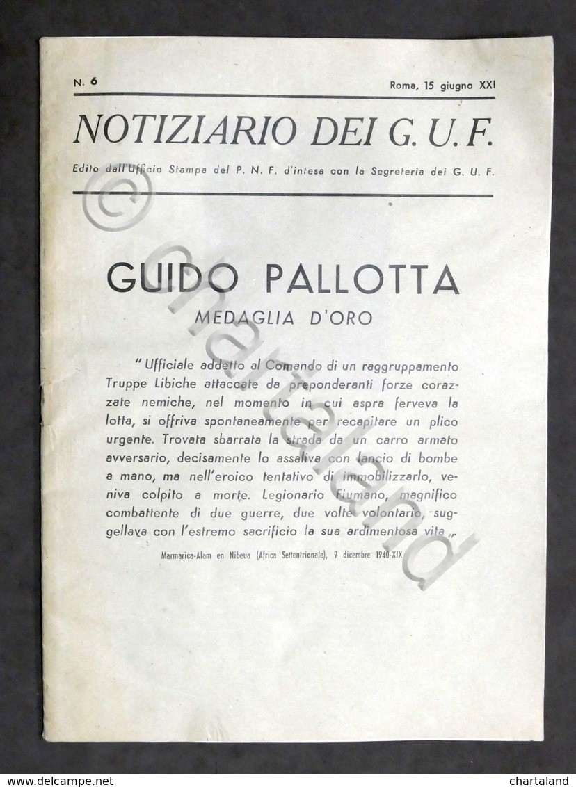 Notiziario G.U.F. - N. 6 - 1943 - Guido Pallotta …