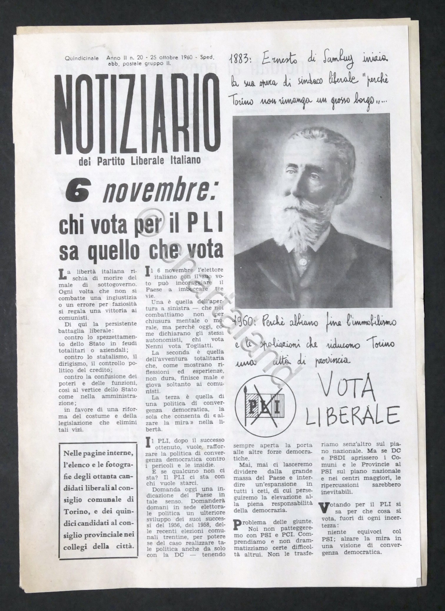 Notiziario Partito Liberale Italiano - Consiglieri Torino Anno II N. …