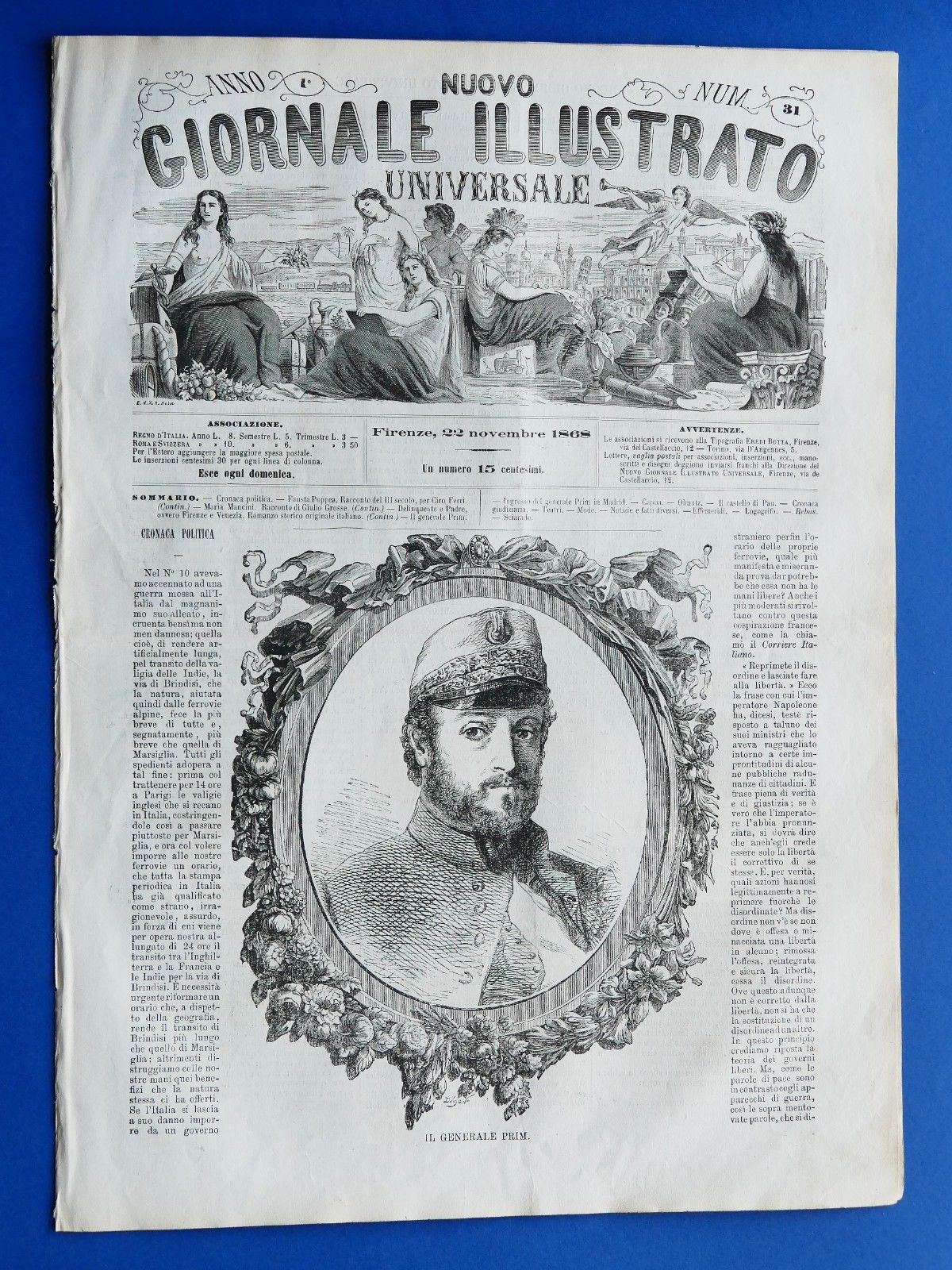Nuovo Giornale Illustrato - Il Generale Prim - Anno I …