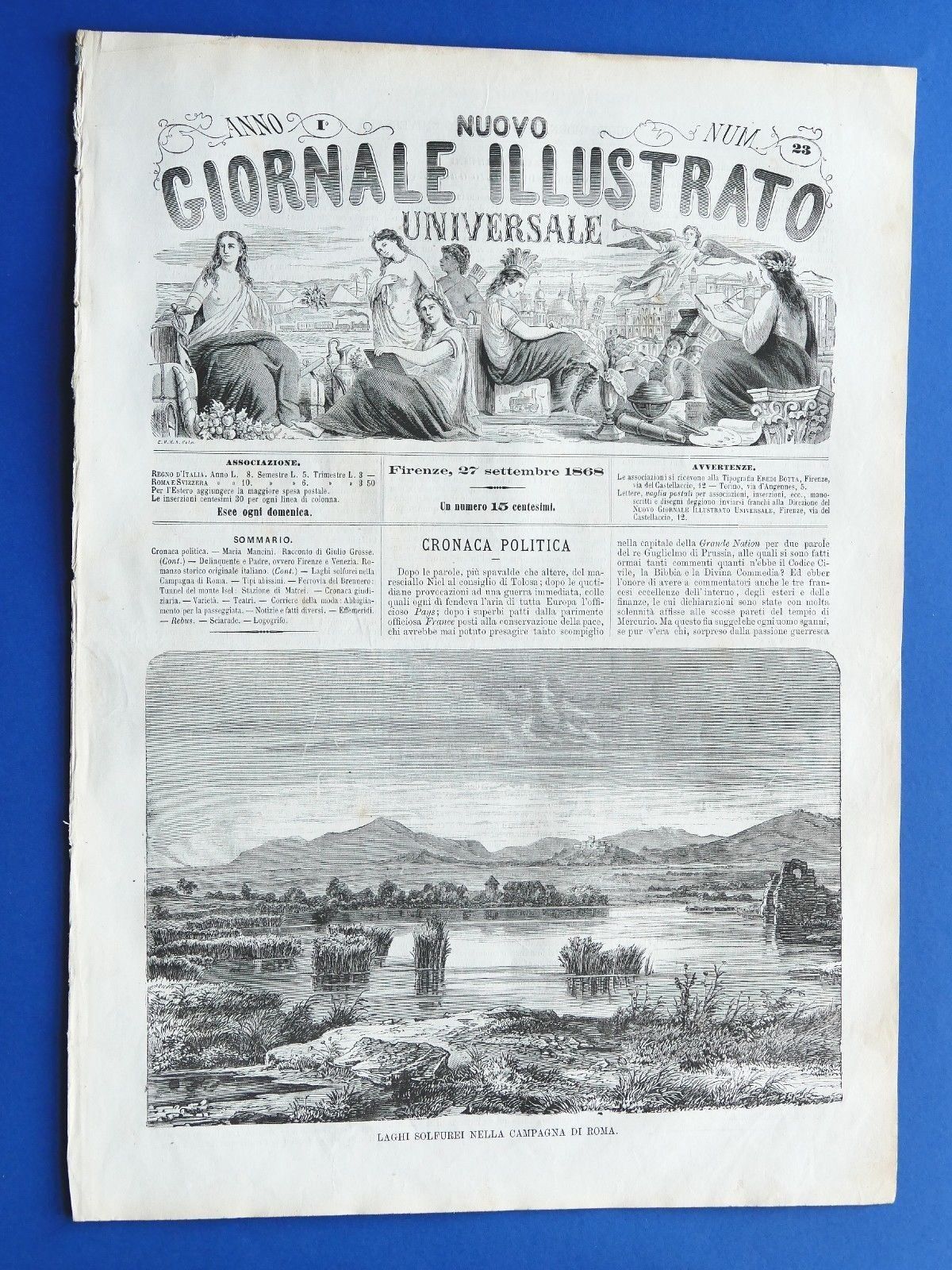 Nuovo Giornale Illustrato - Laghi sulfurei, Roma - Anno I …