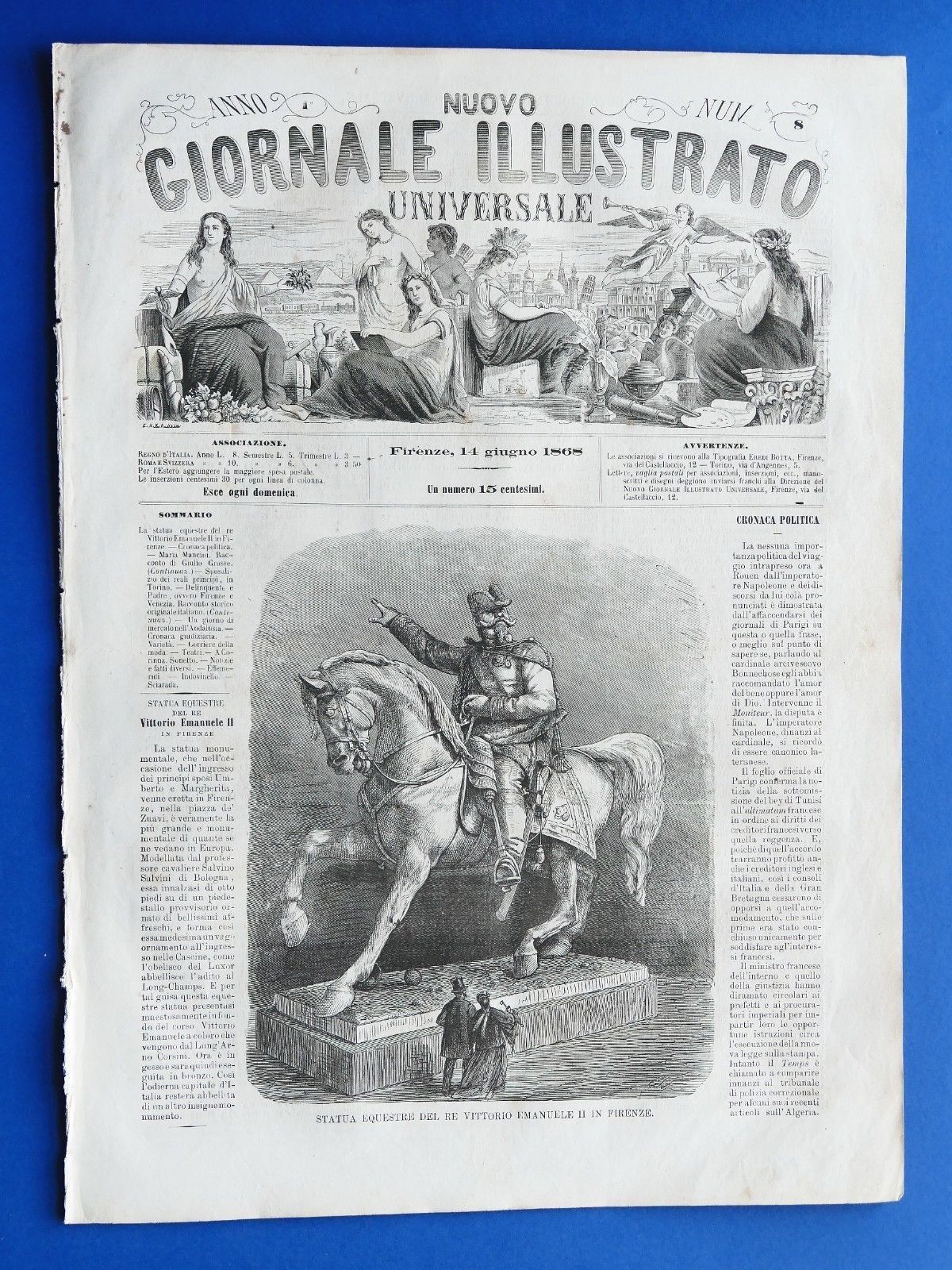 Nuovo Giornale Illustrato - Statua Vittorio Emanuele II - Anno …
