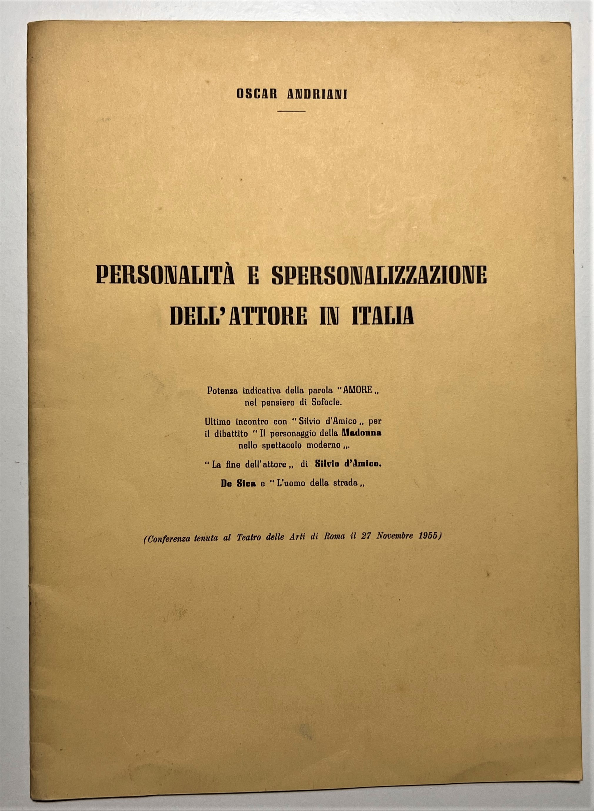 O. Andriani - Personalità e Spersonalizzazione dell'Attore in Italia - …