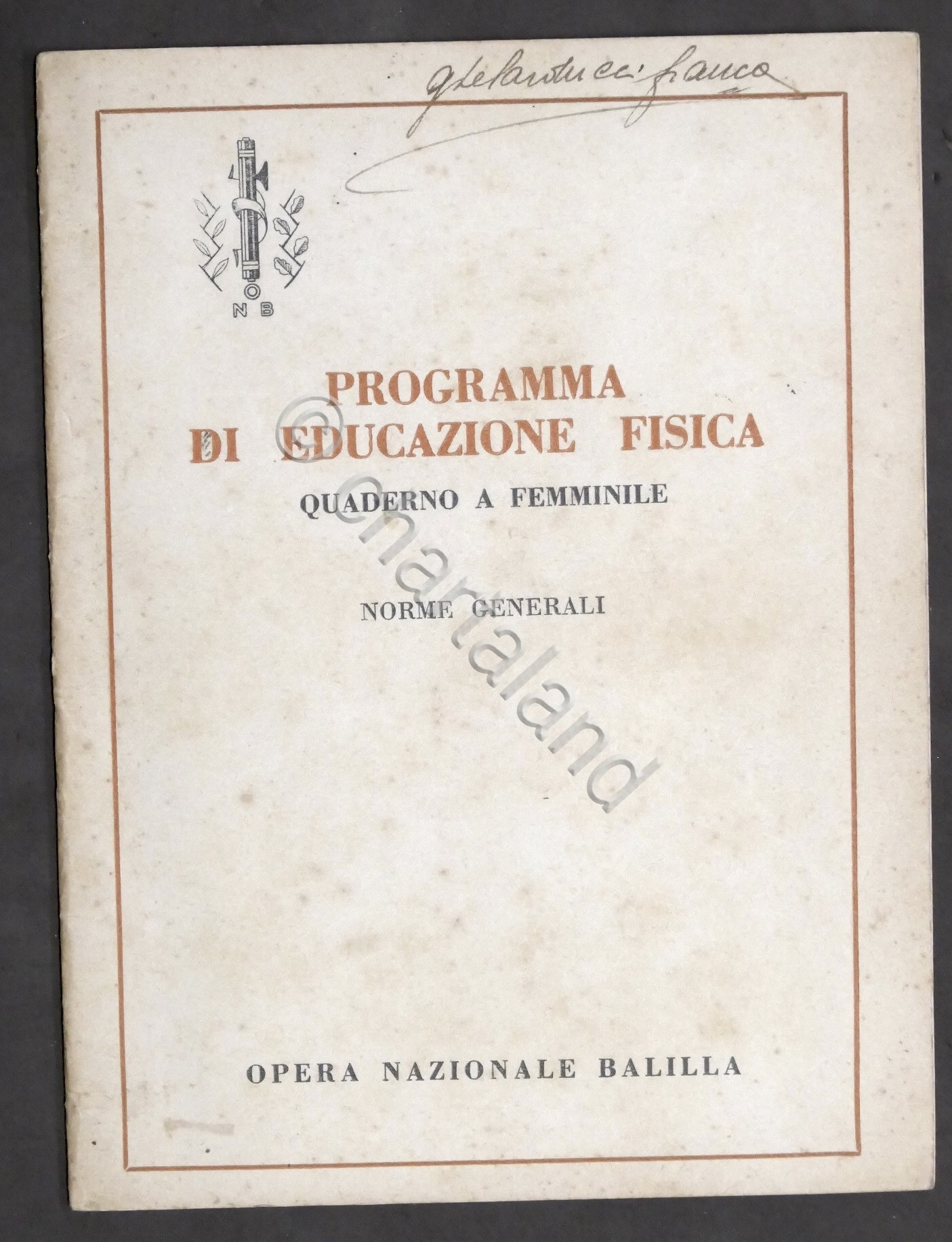 O.N.B. - Programma di educazione Fisica Quaderno A Femminile - …