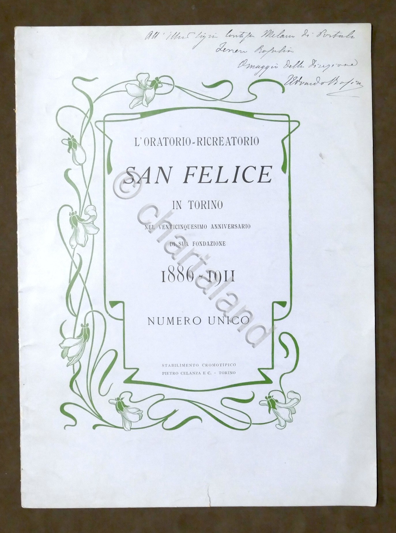 Oratorio San Felice in Torino - Anniversario 1886 - 1911 …