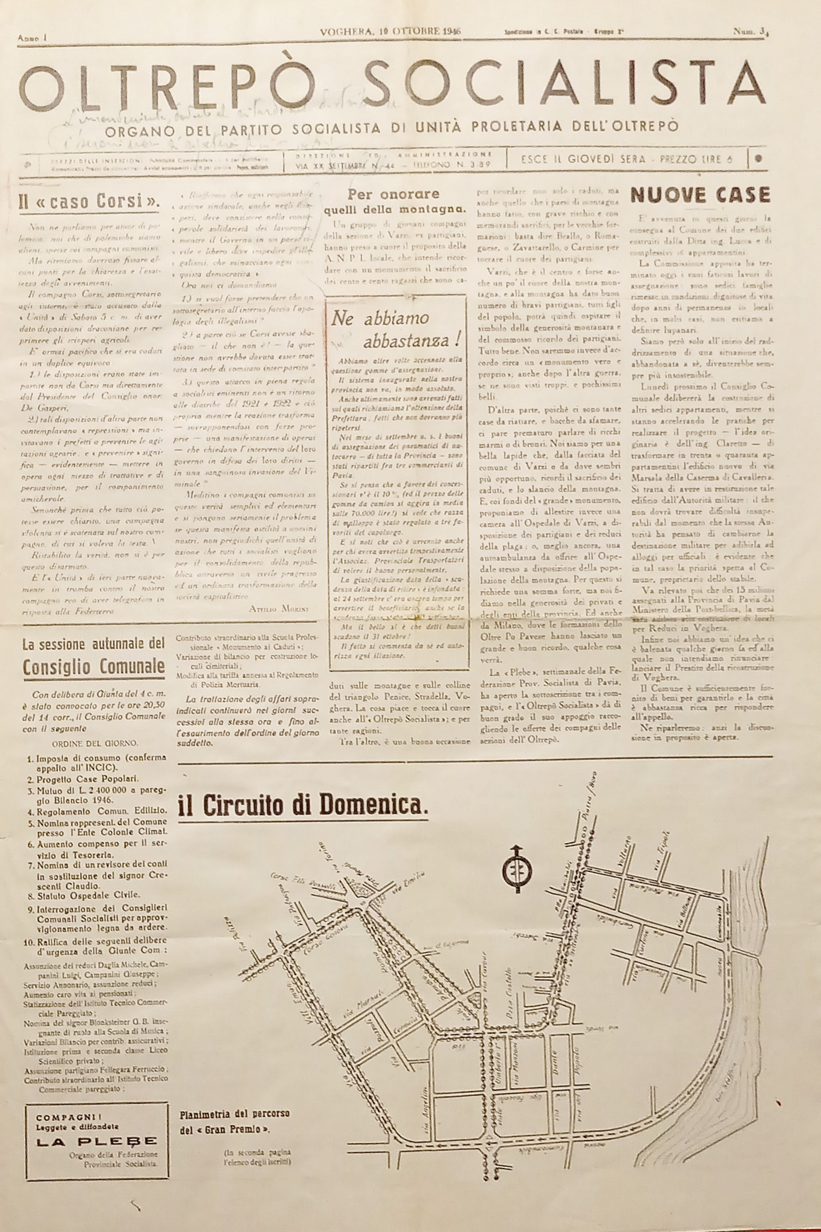 Organo Partito Socialista di Unità Proletaria - Oltrepò Socialista N. …