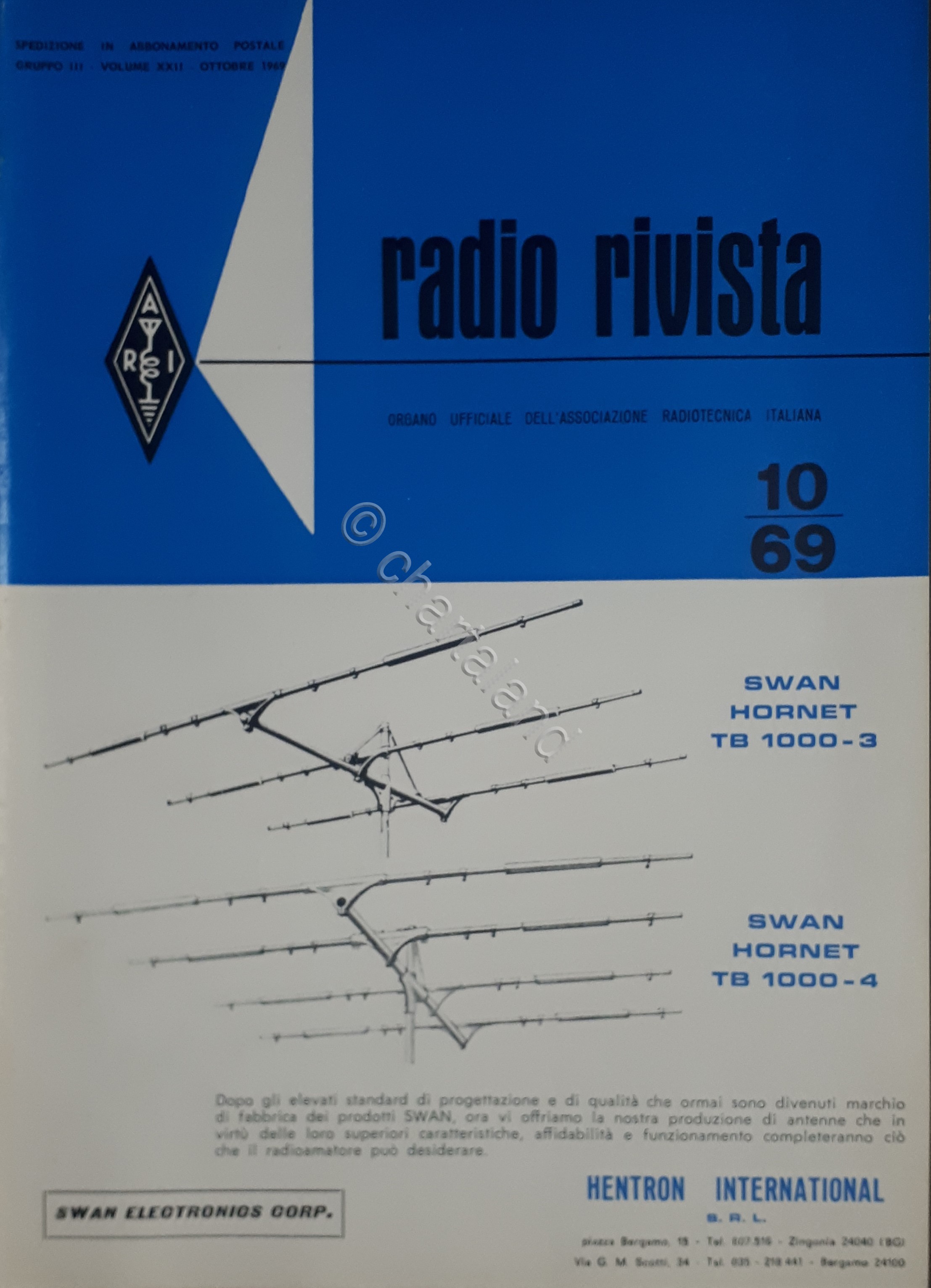 Organo Ufficiale Associazione Radiotecnica Italiana - Radio Rivista N. 10 …