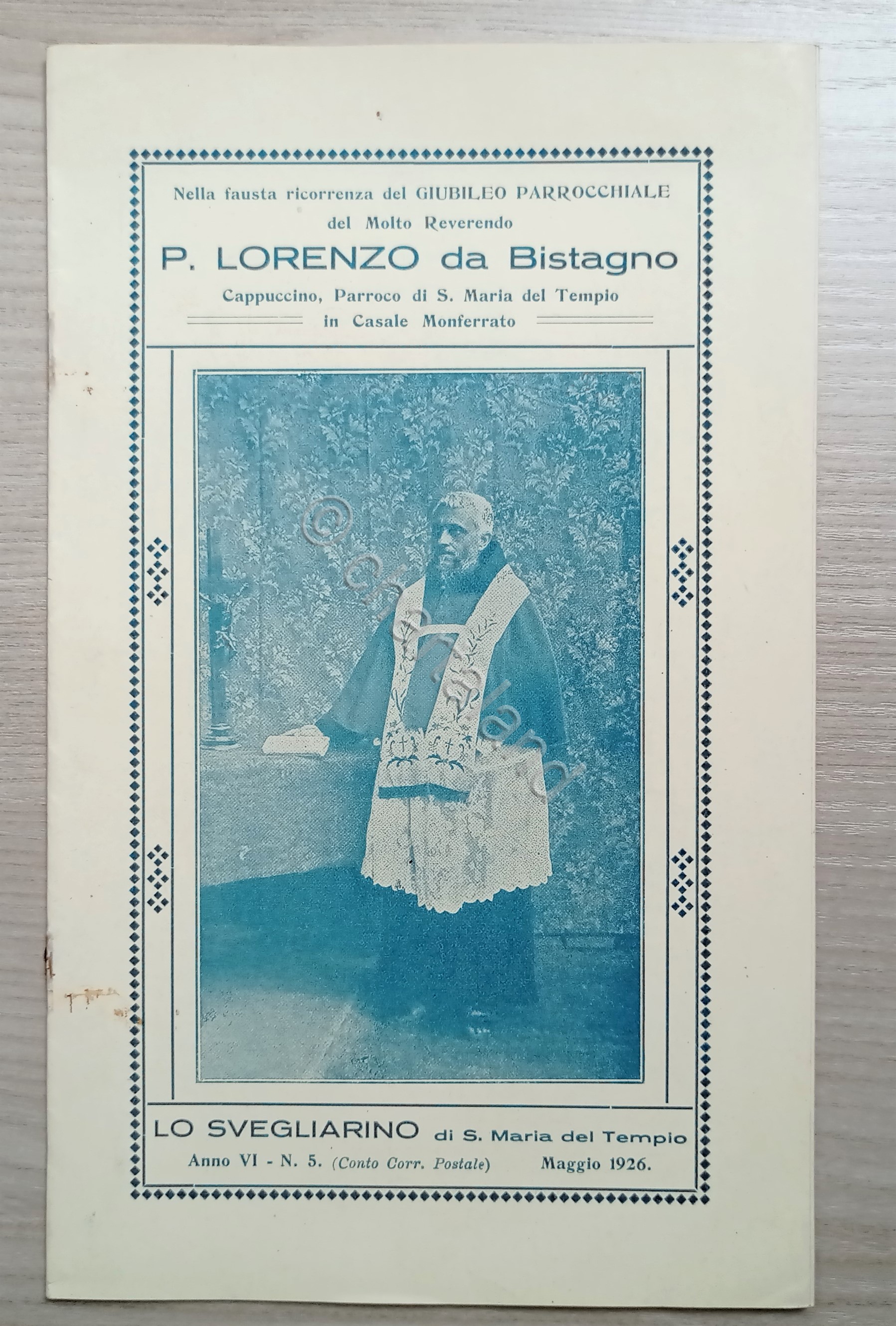 P. Lorenzo da Bistagno: Cappuccino, Parroco di S. Maria del …