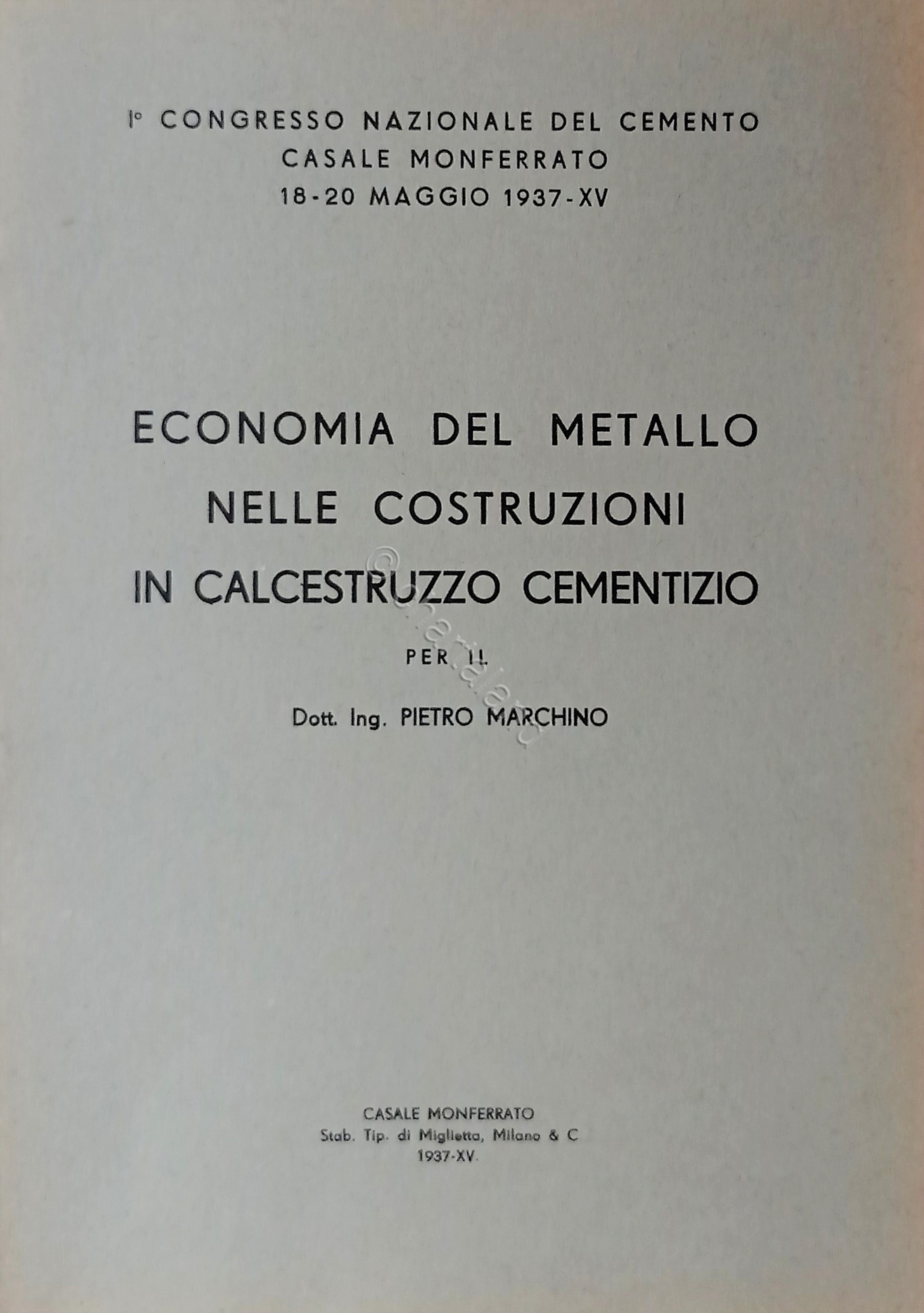 P.Marchino - Economia metallo nelle costruzioni in calcestruzzo cementizio 1937