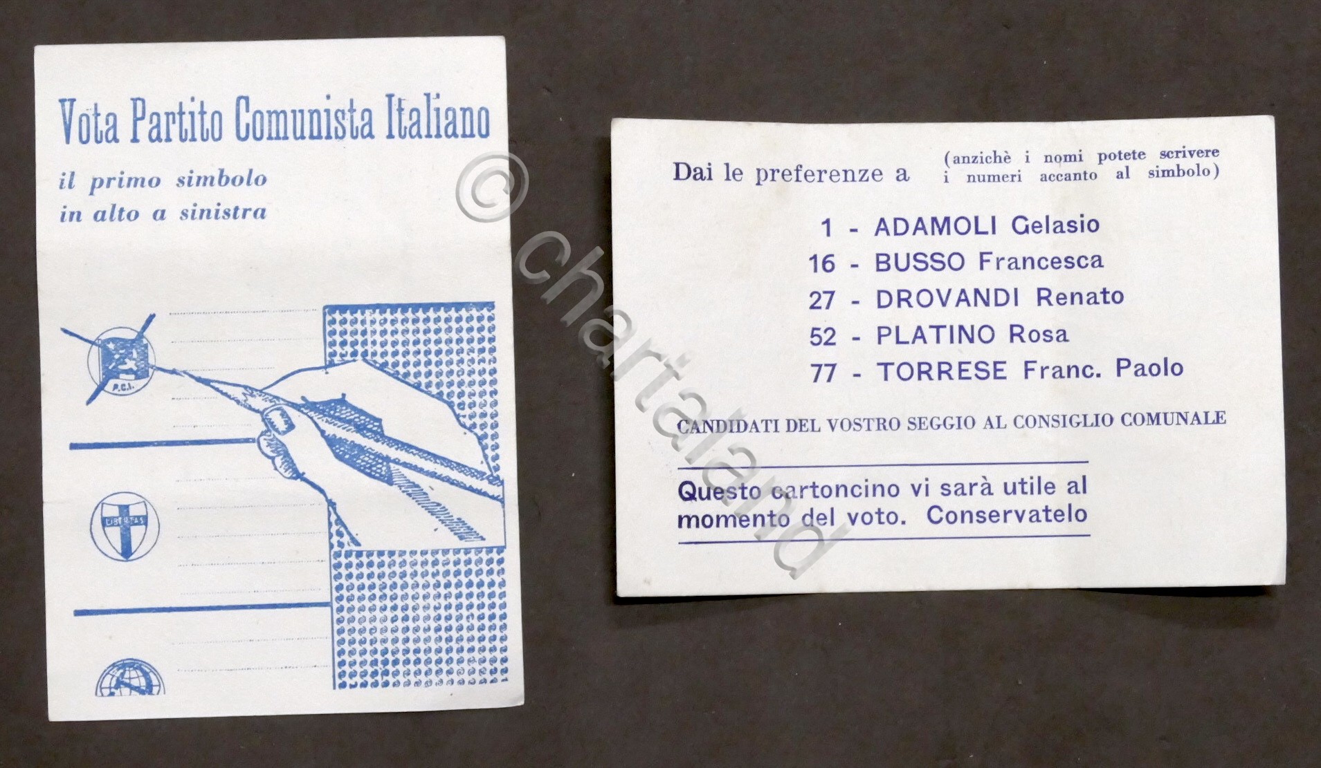 Partito Comunista Italiano Lotto 2 Promemoria elezioni sindaco di Genova …