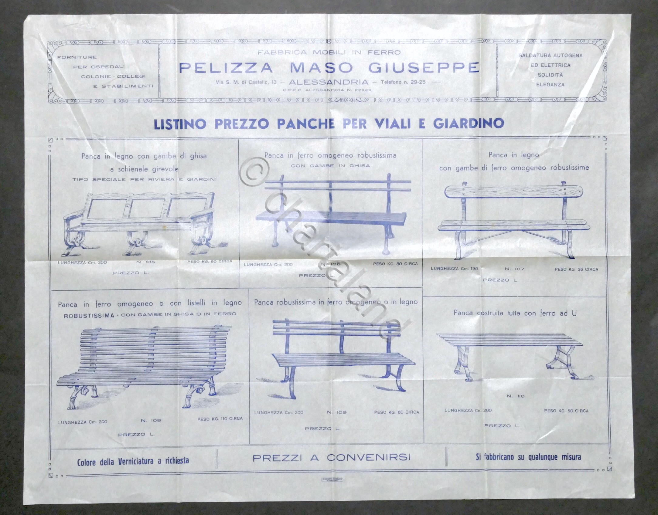 Pelizza Maso - Alessandria - Listino Prezzi Panche Viali e …