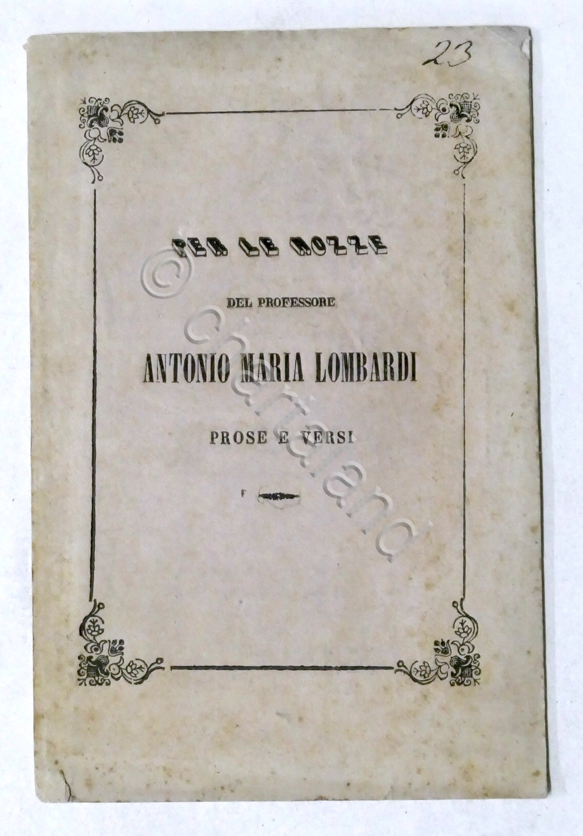 Per le nozze di Antonio Lombardi e Maria Vittoria Ruggieri …