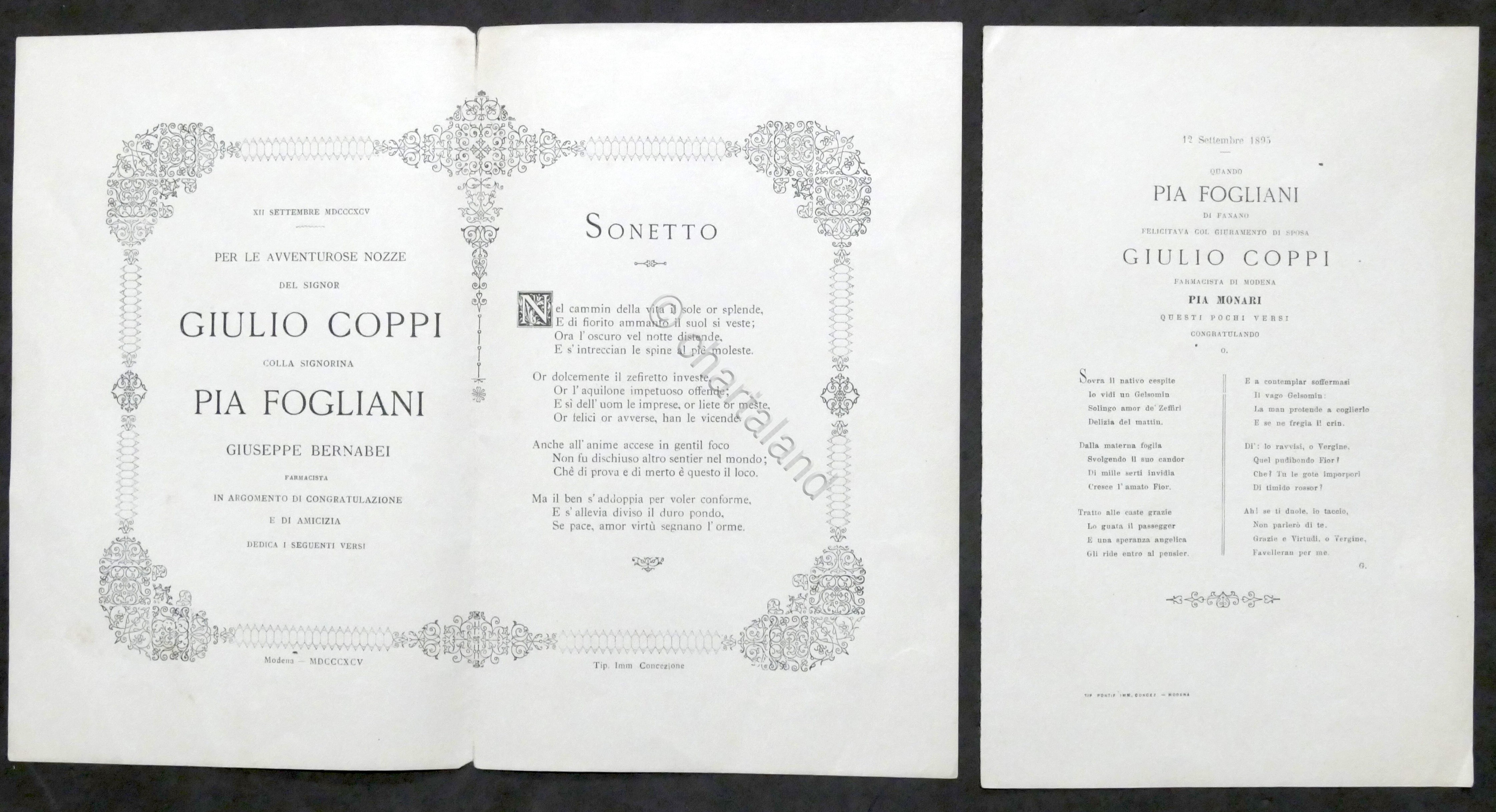 Per le Nozze Giulio Coppi con Pia Fogliani - Sonetti …