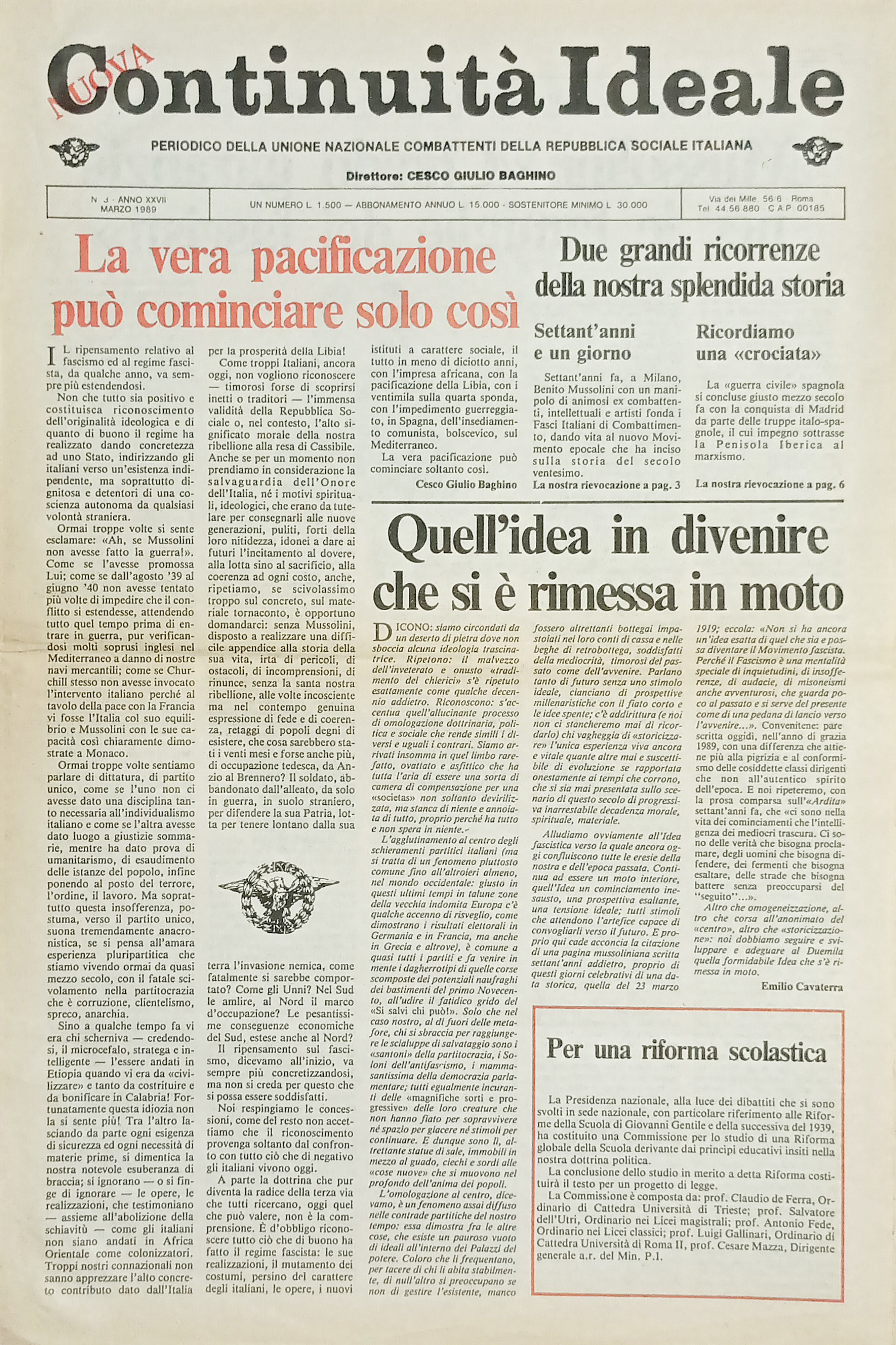 Periodico Unione Naz. Combattenti RSI - Nuova Continuità Ideale N. …