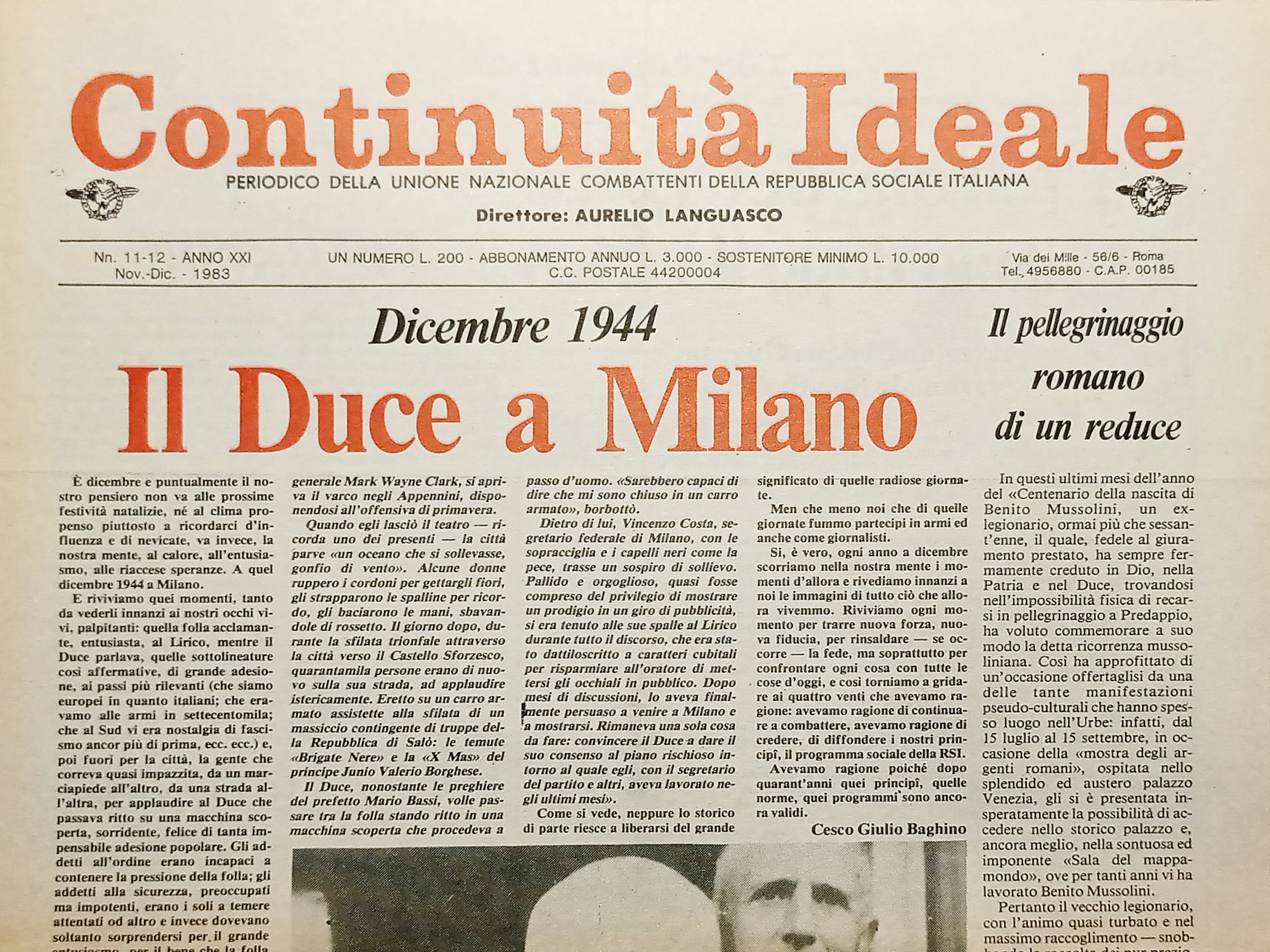 Periodico Unione Nazionale Combattenti RSI - Continuità Ideale N. 11/12 …