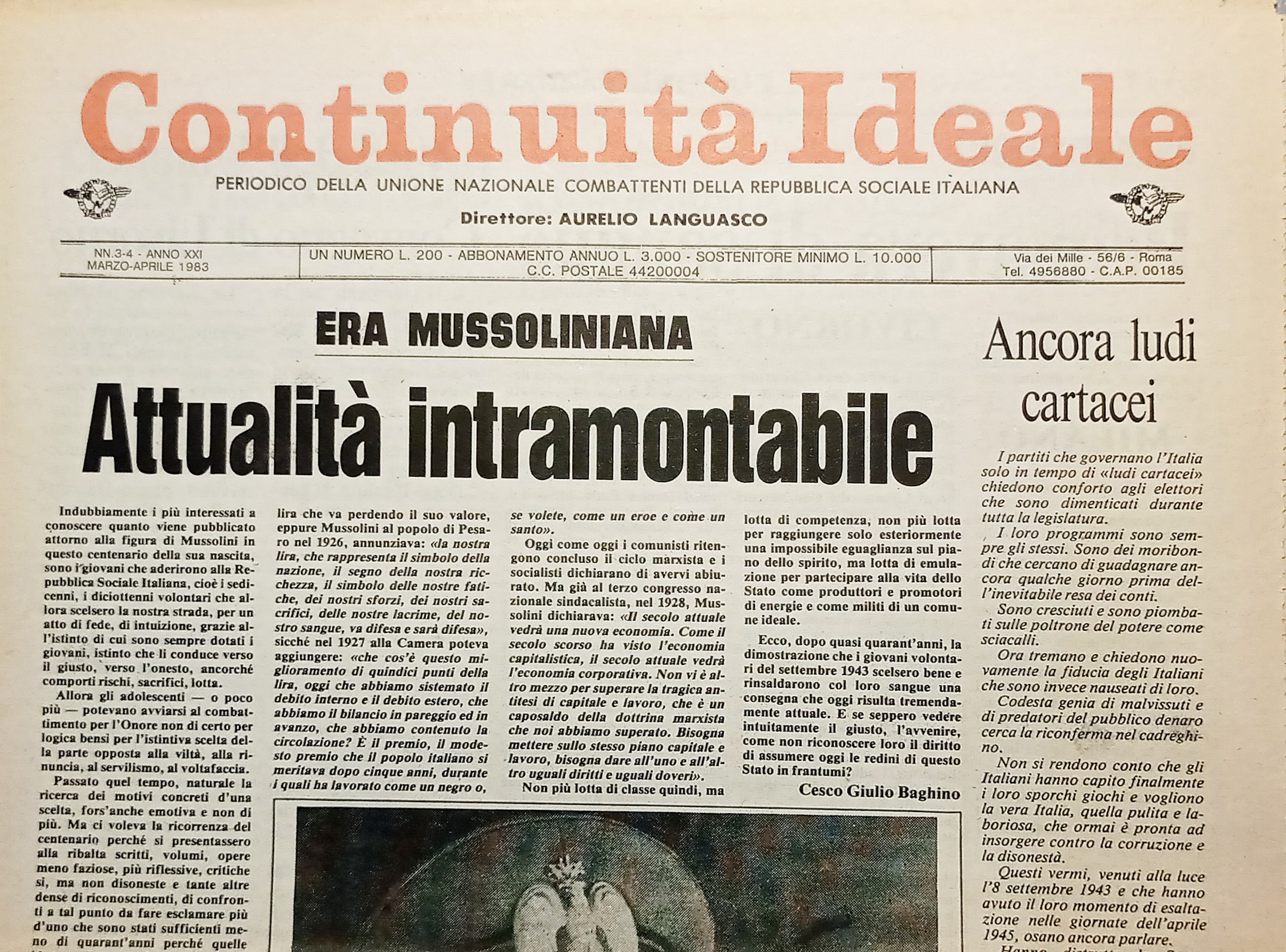 Periodico Unione Nazionale Combattenti RSI - Continuità Ideale N. 3/4 …