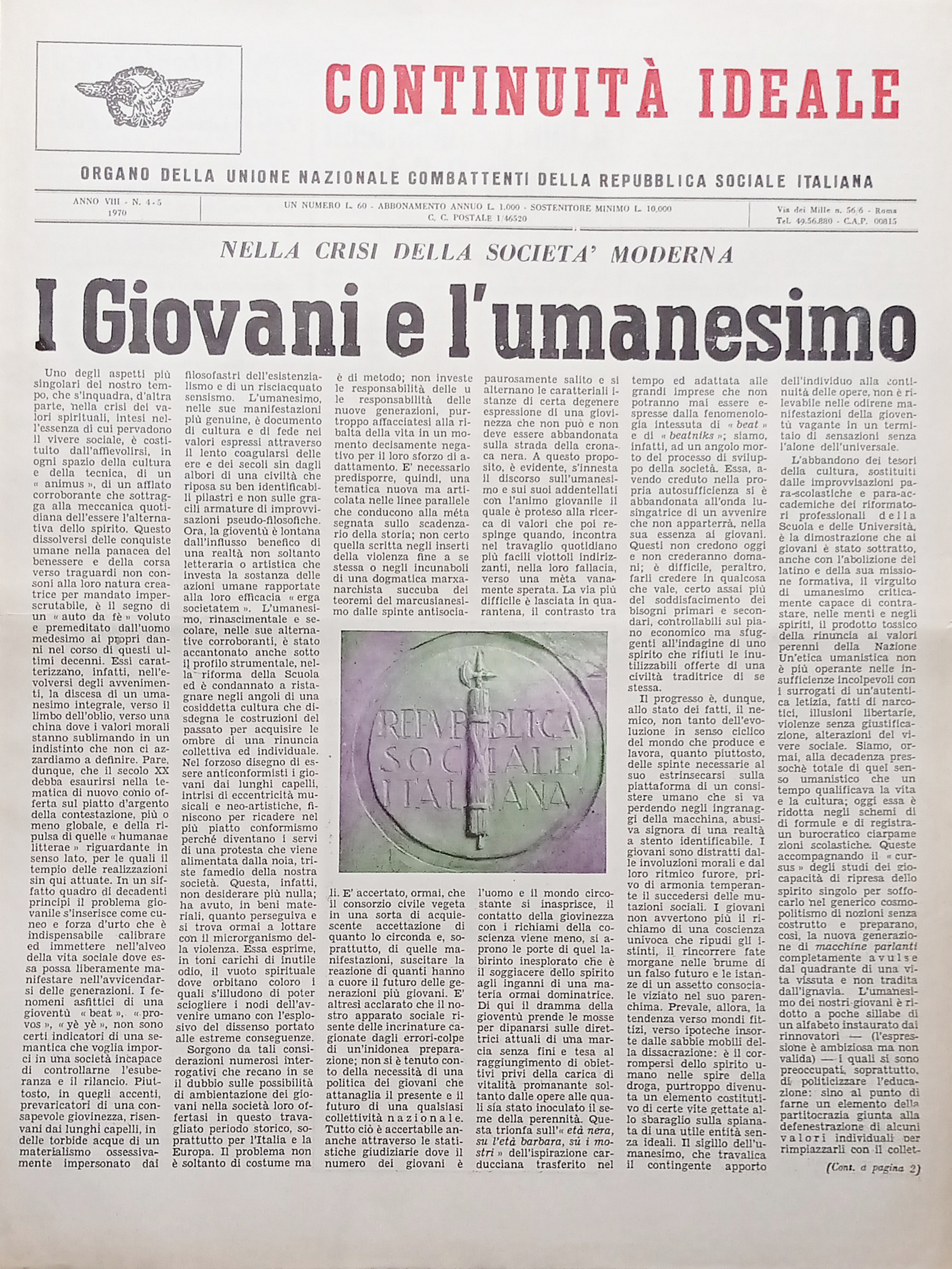 Periodico Unione Nazionale Combattenti RSI - Continuità Ideale N. 4-5 …