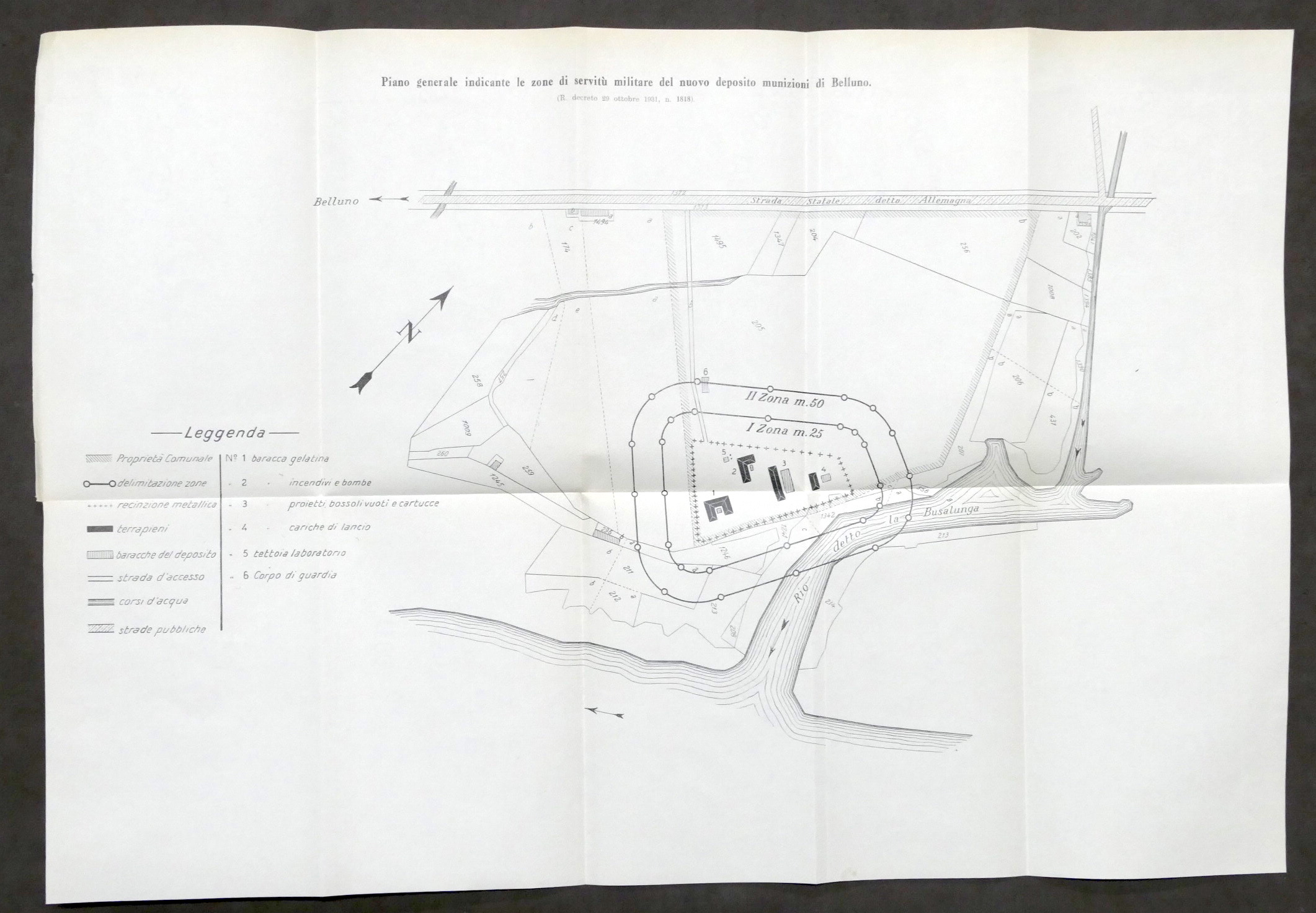 Piano generale zone servitù militare nuovo deposito munizioni di Belluno …