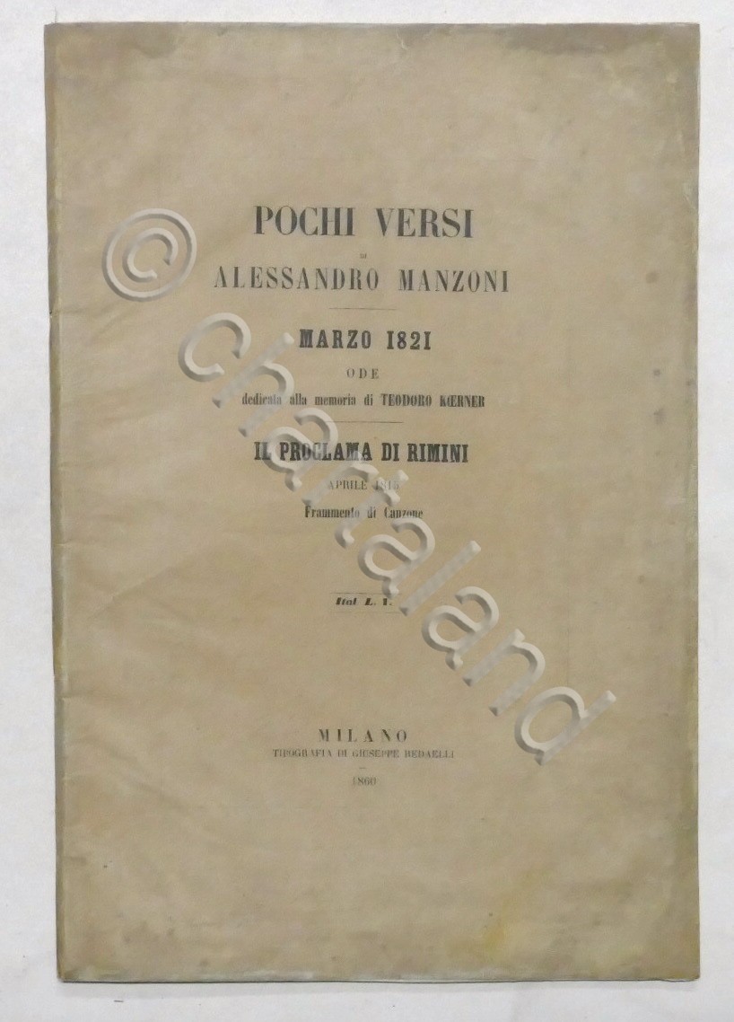 Pochi Versi di A. Manzoni: Marzo 1821 - Proclama di …