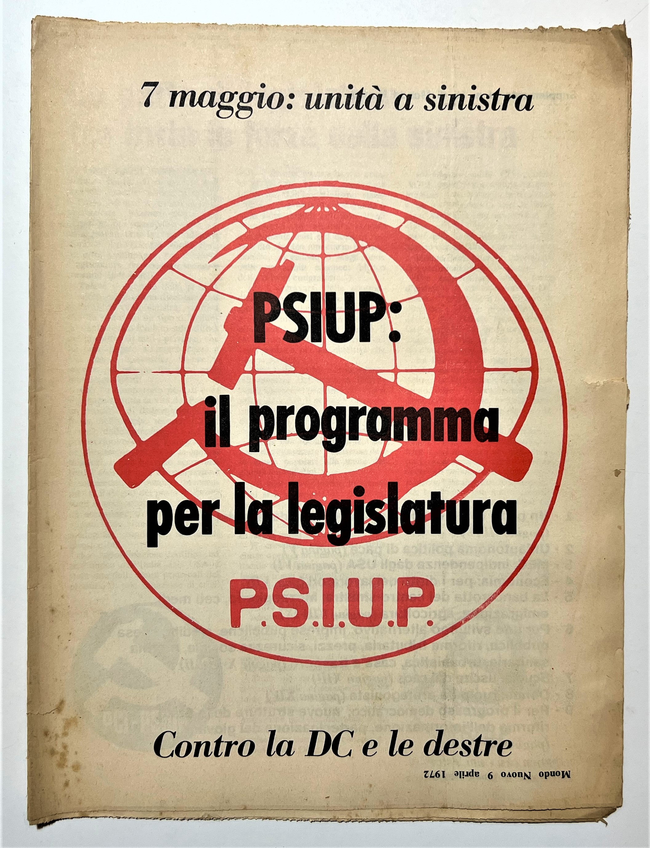 PSIUP: Il Programma per la Legislatura - 7 Maggio: Unità …